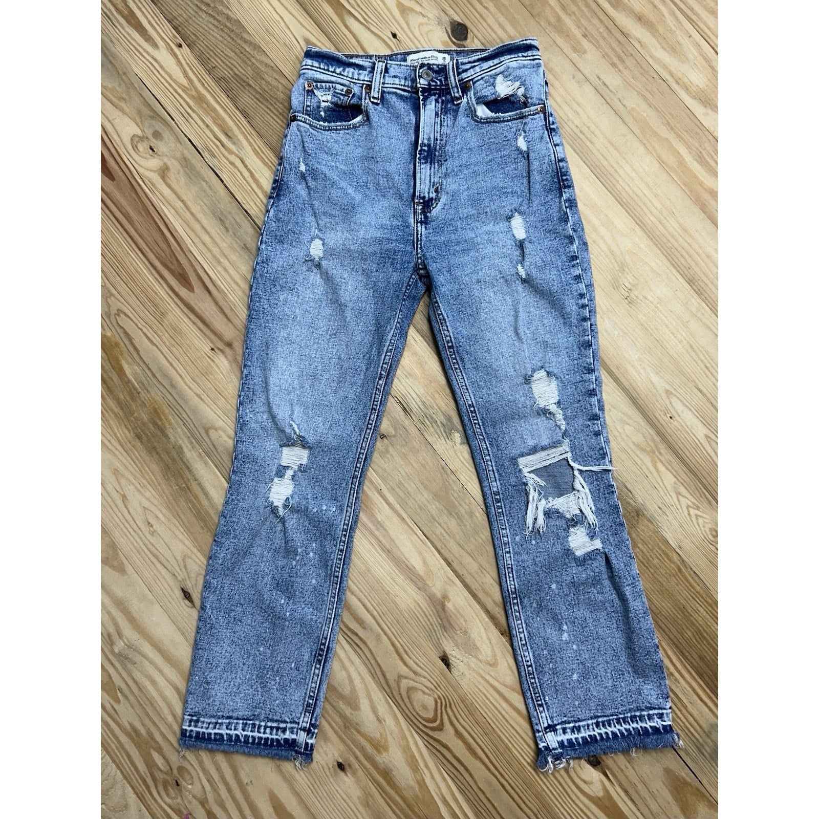 Abercrombie & Fitch Jeans Women 26 Blue Ultra HighRise Ankle Straight Distressed