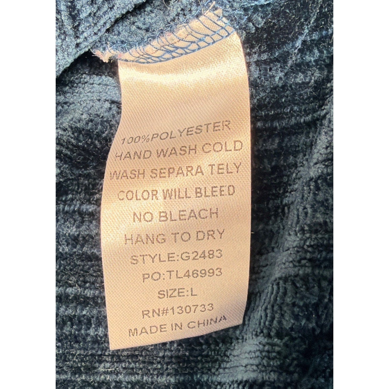 Umgee USA L Blue Velour Long Sleeve Tunic Blouse Babydoll Boho Fairy Romantic