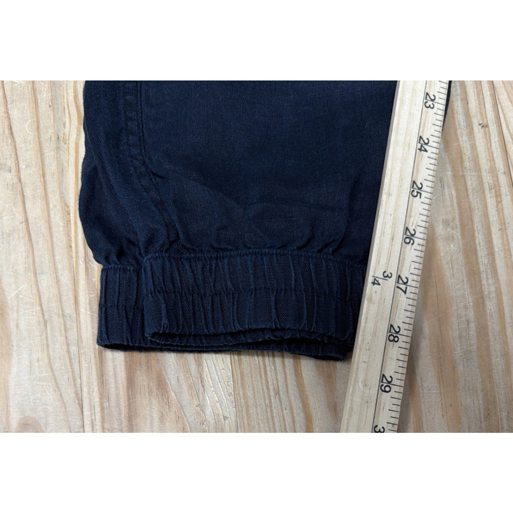 Nicole Miller Ladies Cargo Black Linen Jogger Pants - Size Large