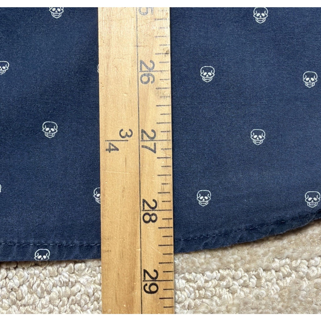 Denim & Flower Men’s Skull Button Down Shirt Size XL Blue S/S Slim Fit