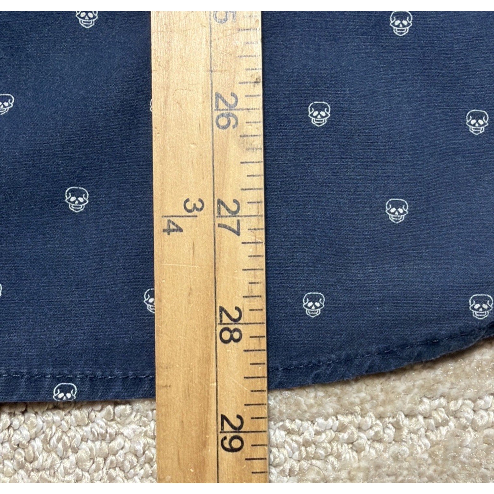 Denim & Flower Men’s Skull Button Down Shirt Size XL Blue S/S Slim Fit