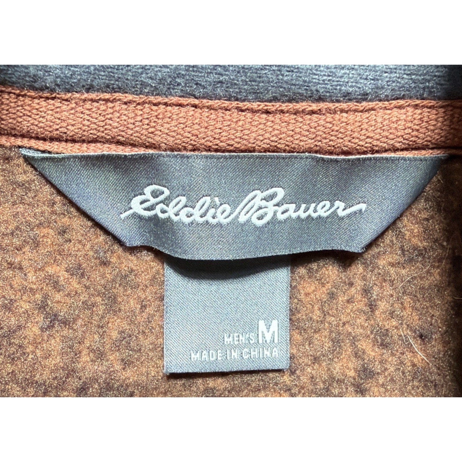 Eddie Bauer Sweater Mens M Brown Radiator Fleece 1/4 Zip Mock Neck Outdoor
