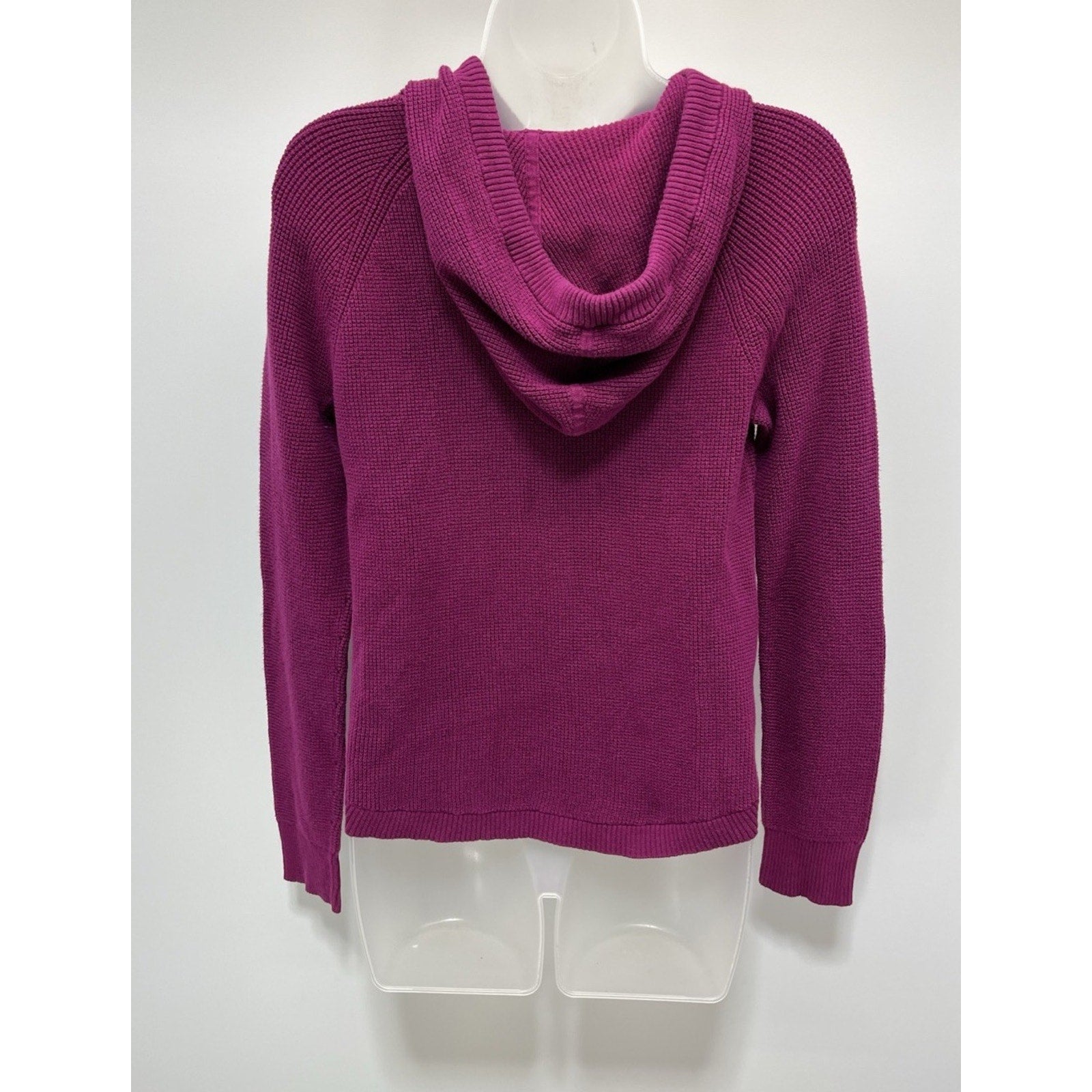 Lauren Ralph Lauren Hooded Sweater Womens Size Medium Cranberry Waffle Knit