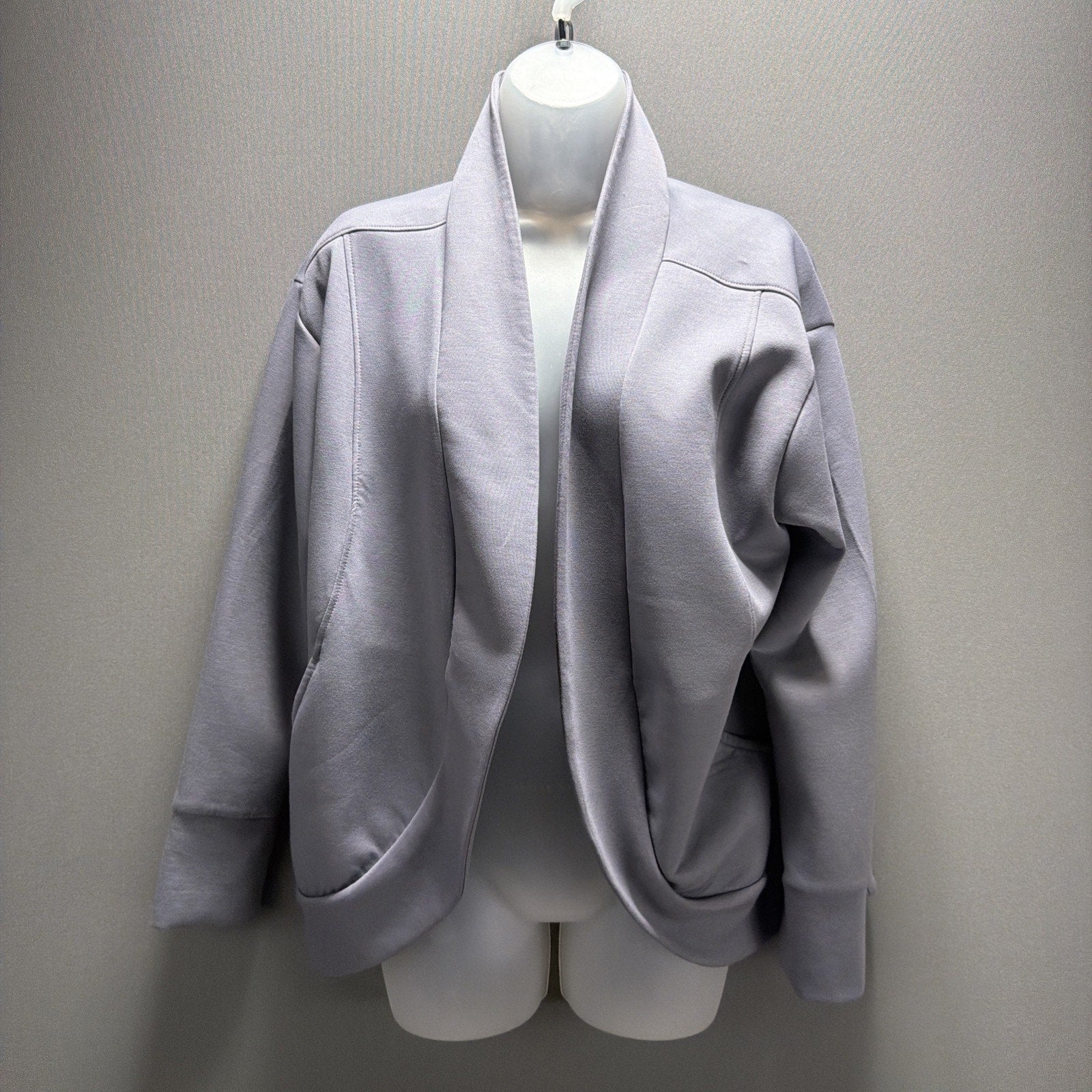 Apana Open Shrug Sweater Cardigan Jacket Athleisure Sz Medium Pockets Gray