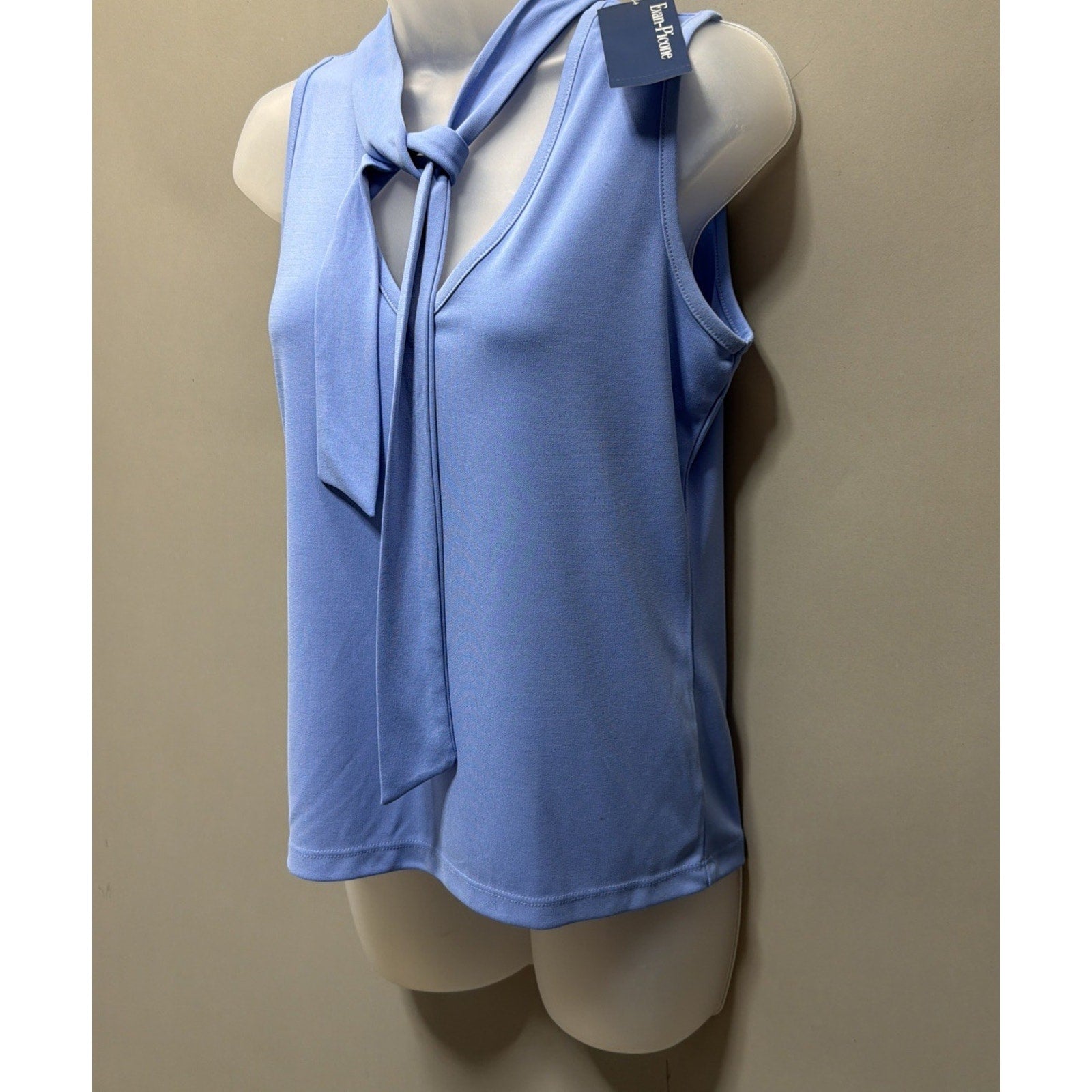 Evan Picone Sleeveless Tie Neck Periwinkle Blue Blouse Size Small NWT