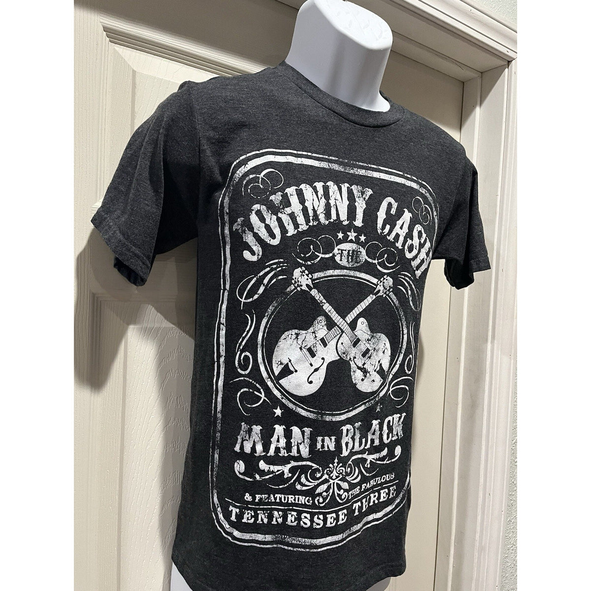 Johnny Cash T Shirt Mens Small Black Short Sleeve Crewneck Man In Black Graphic