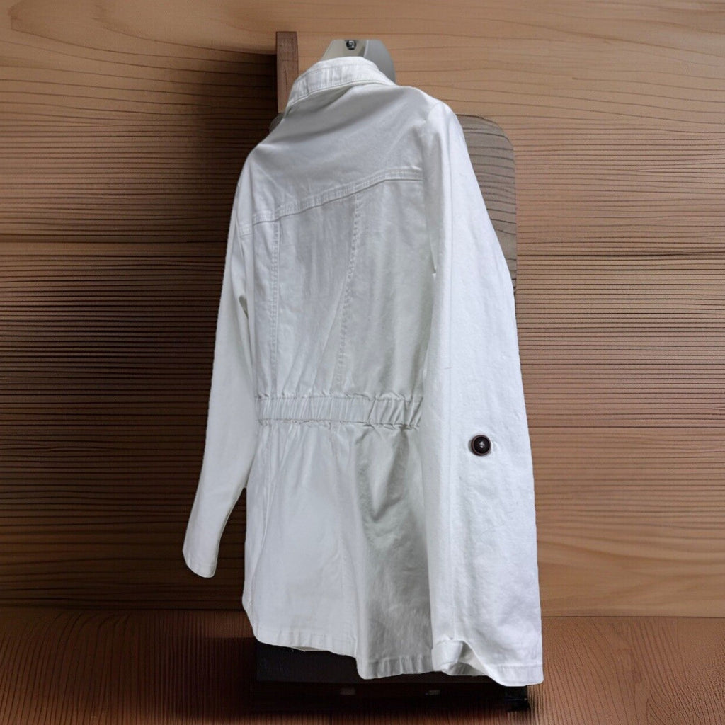 Koret Button Front Jacket Women's Size 8 Petite White With Brown Buttons