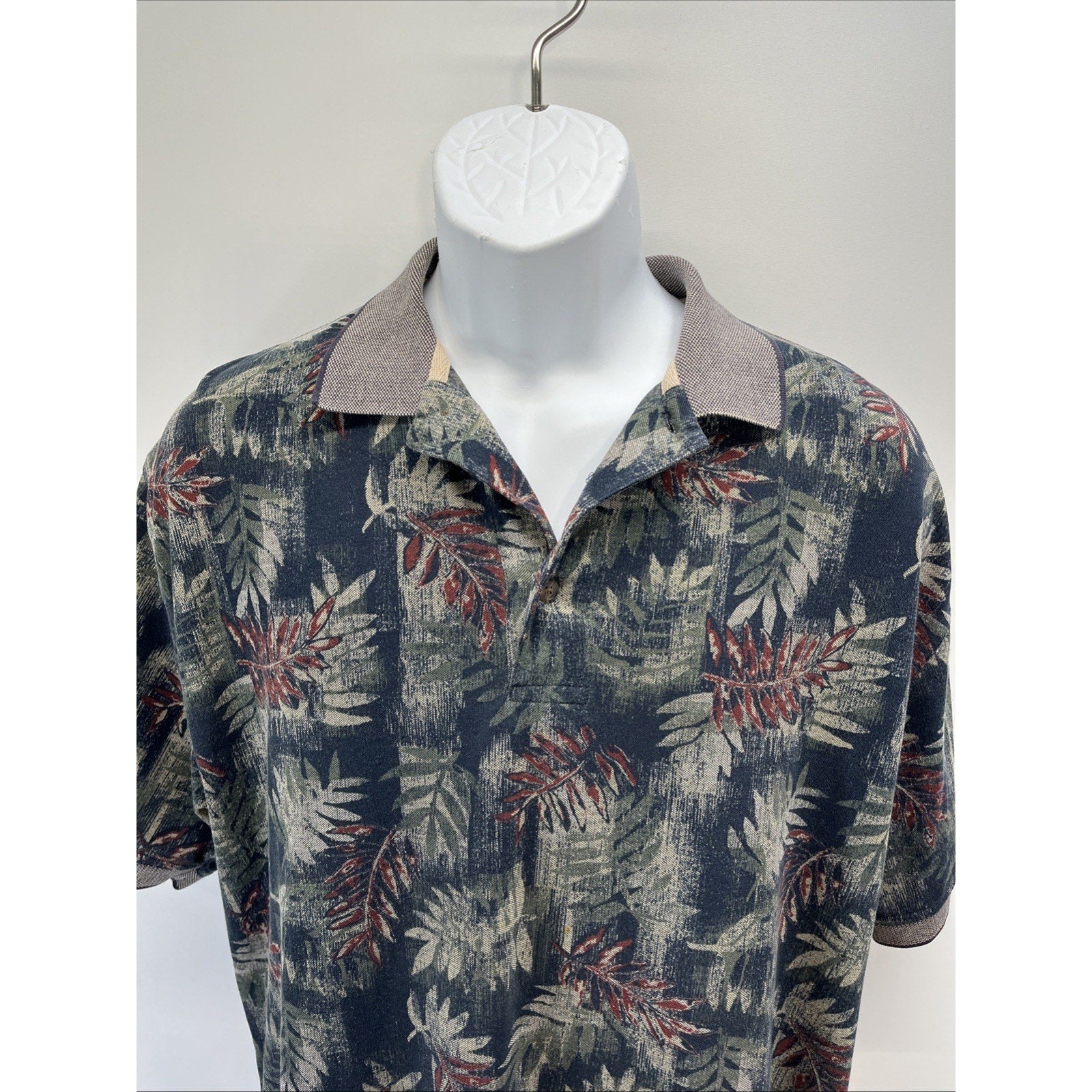 Vintage Y2K Keeler Bay Multicolored Knit Polo Dress Shirt Size Medium
