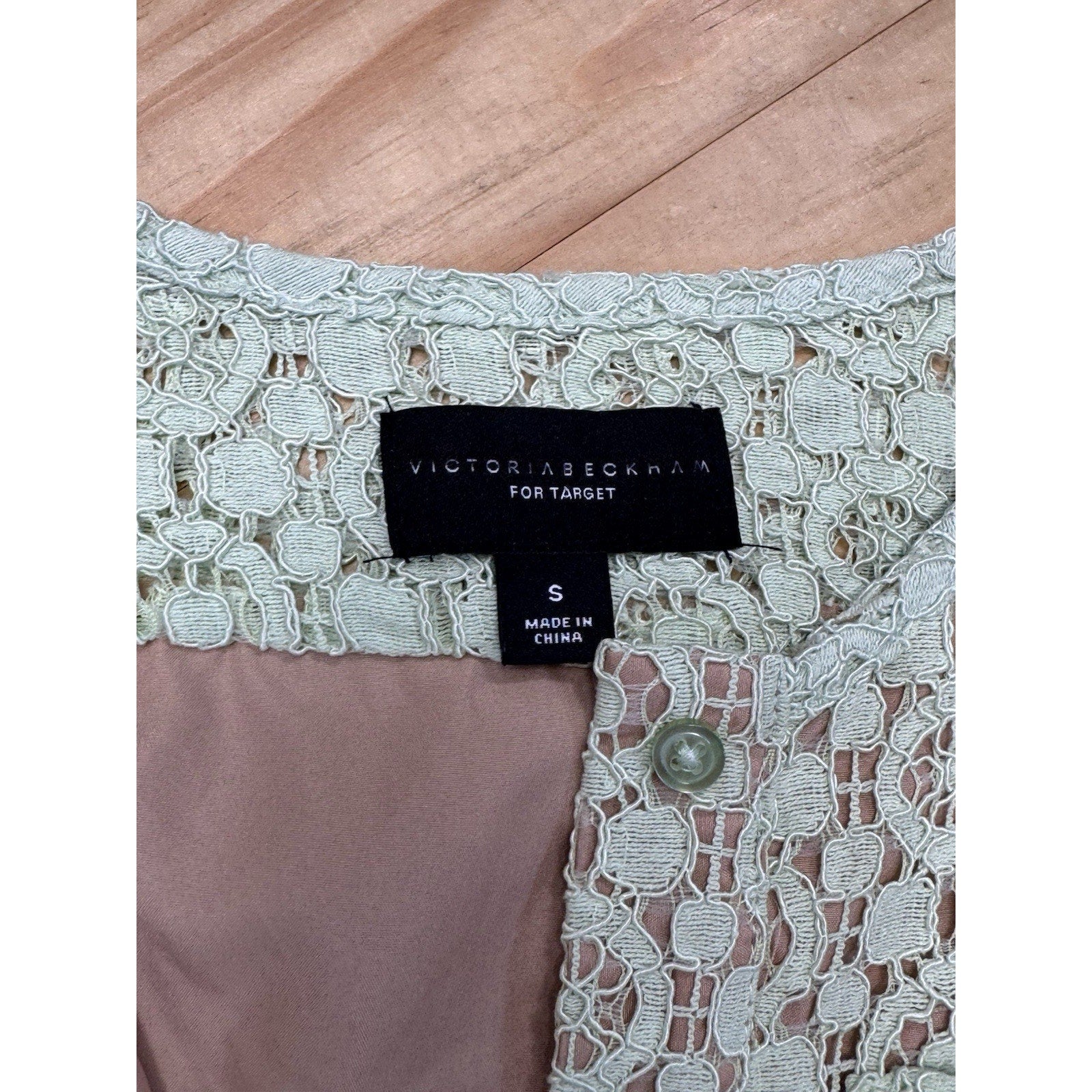 Victoria Beckham Mint Lace Girls Lined Green Dress Long Sleeve Size Small
