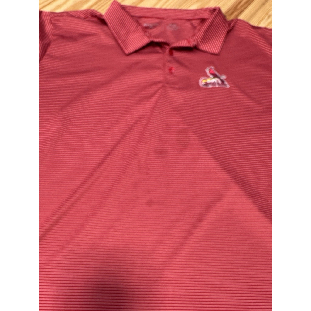 St. Louis Cardinals Antigua Red Striped Polo Shirt Men’s Size 3XL Spots Pictured