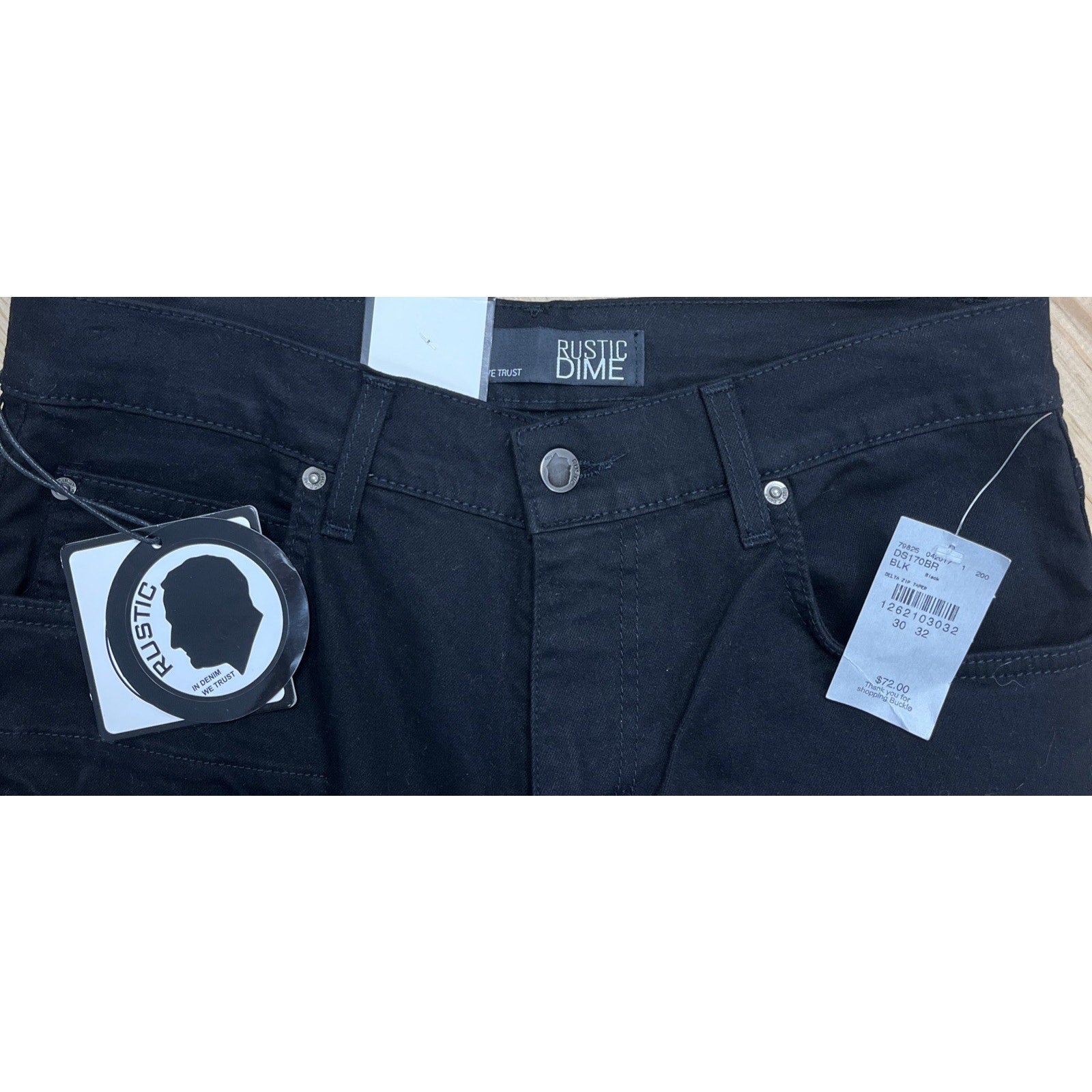 Rustic Dime Jeans Taper Fit Size 30 x 32 Black , Double knee (NWT)