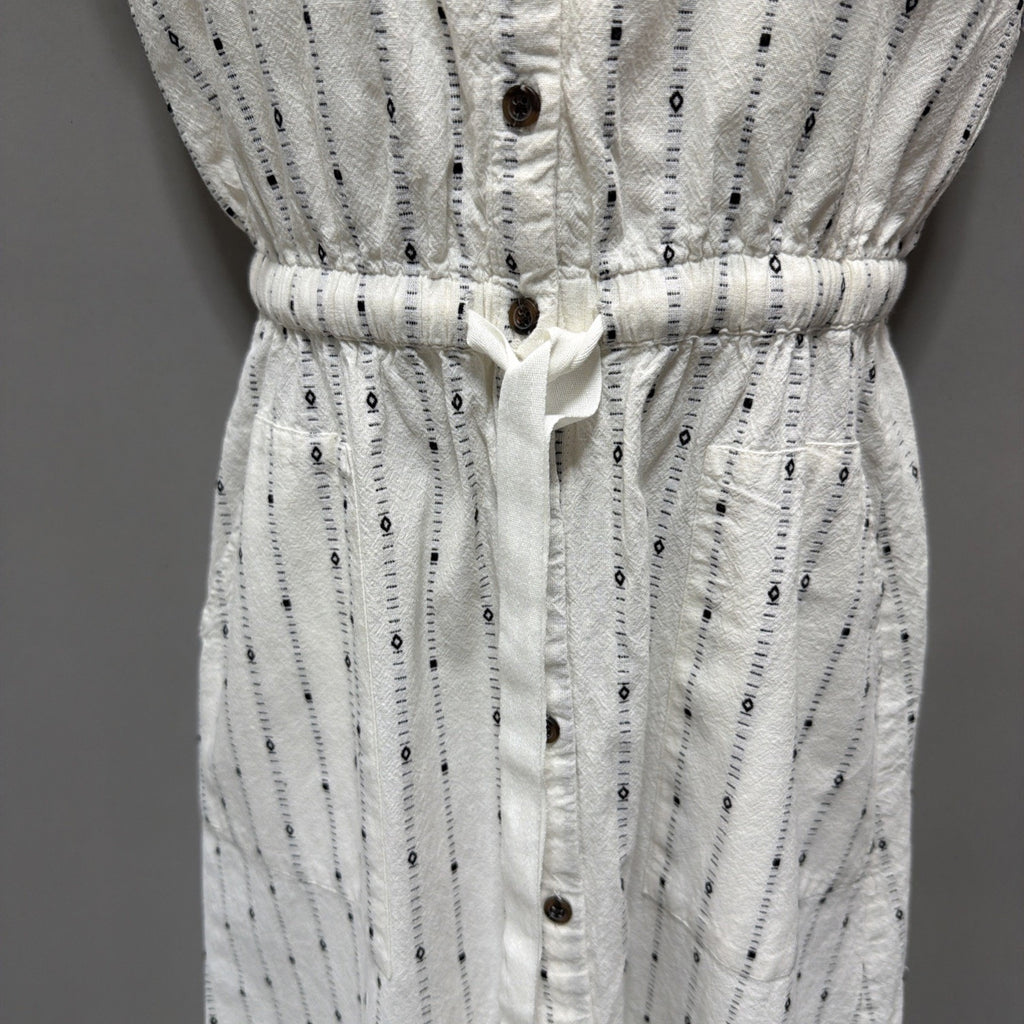 LOFT Dress Womens White Button Front Collar Pockets Midi Modest 00P