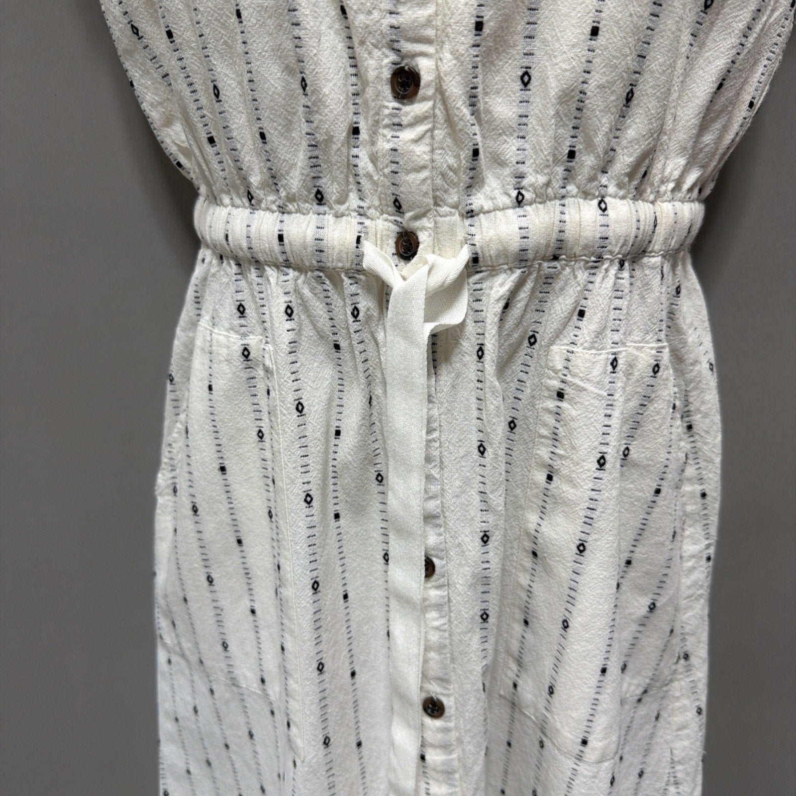 LOFT Dress Womens White Button Front Collar Pockets Midi Modest 00P