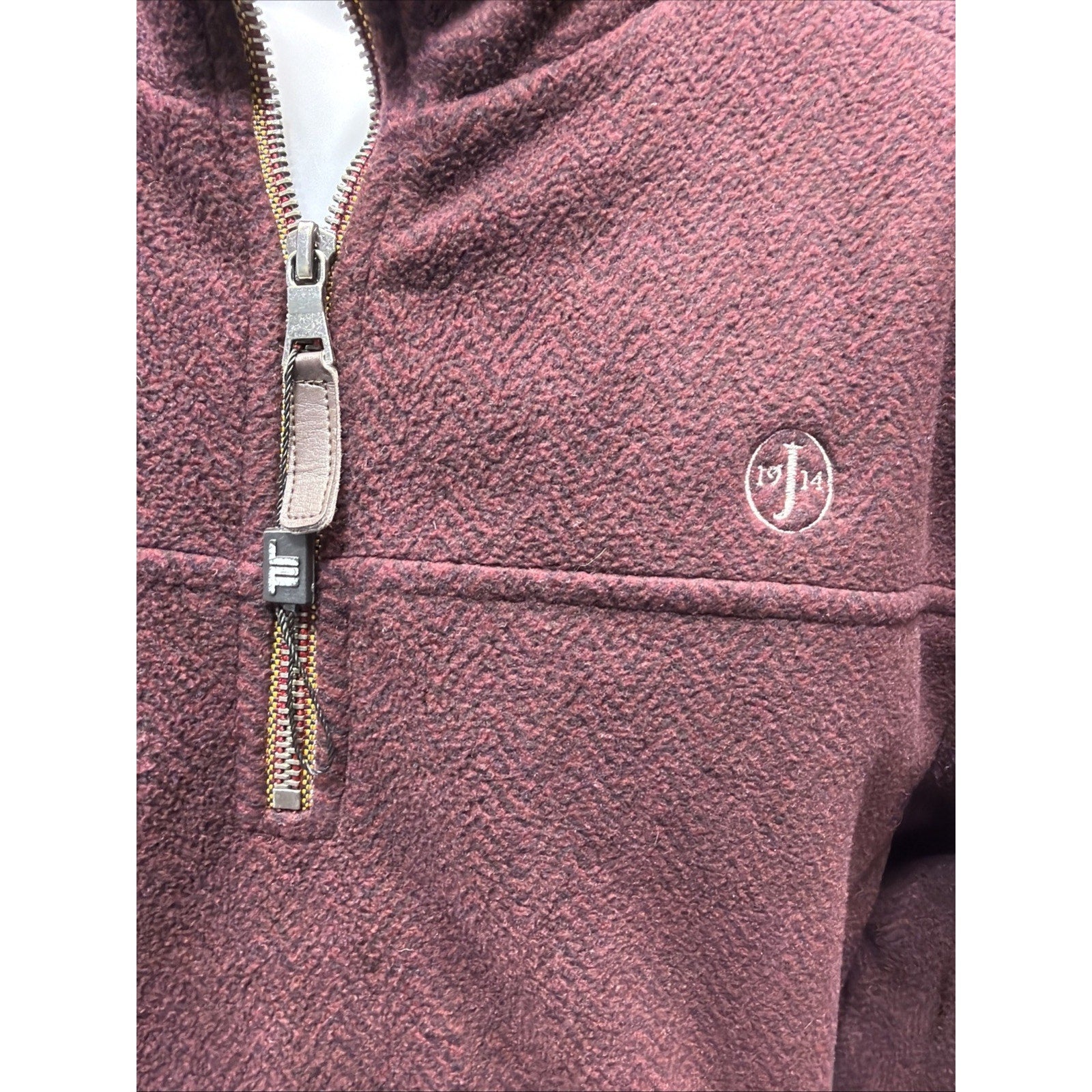 London Fog Quarter Zip Sherpa-Lined Pullover Men's Size XL Sweater Burgundy
