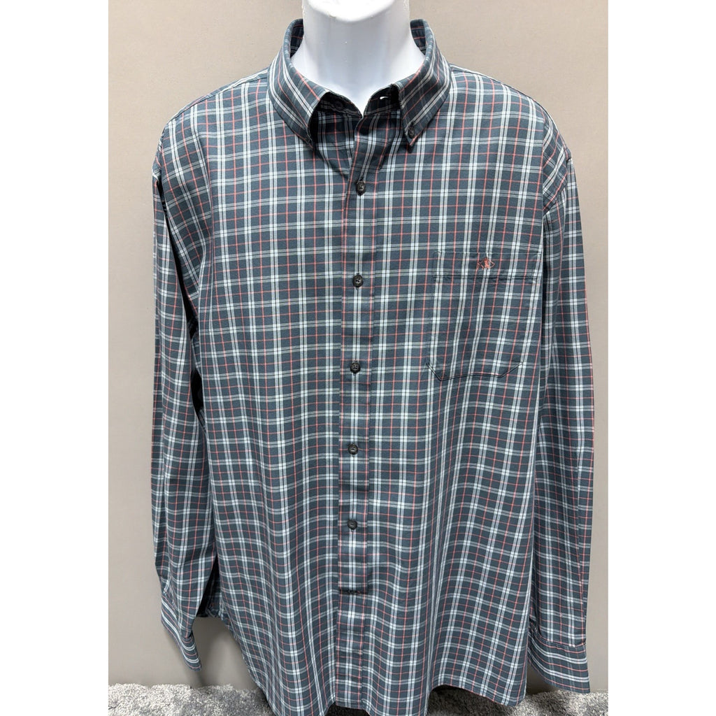 Fish Hippie Shirt Mens Size XXL Solace Collection Plaid Long Sleeve Stretch