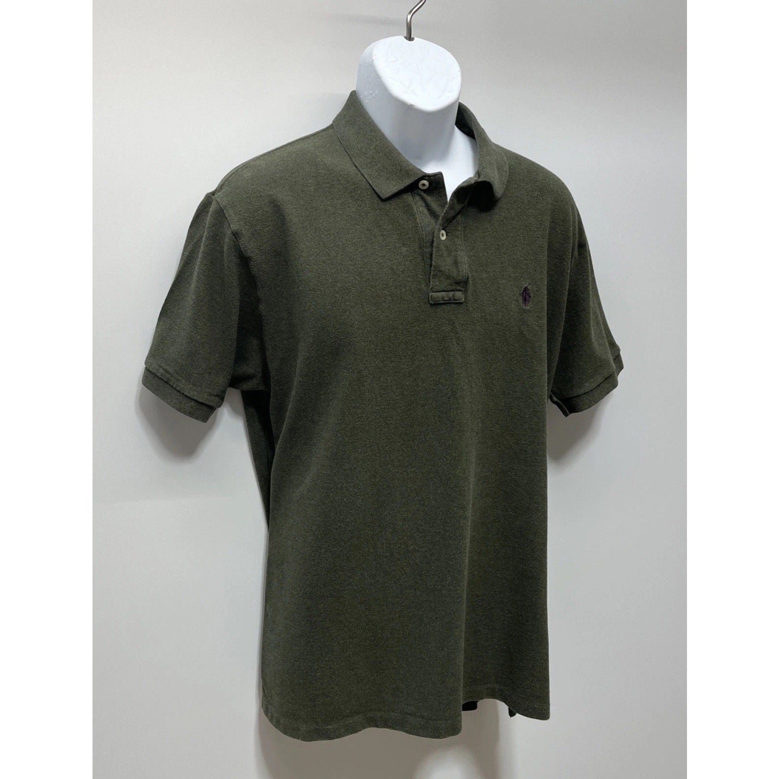 Ralph Lauren Polo Shirt Men's XL Green Custom Fit Preppy Purple Pony