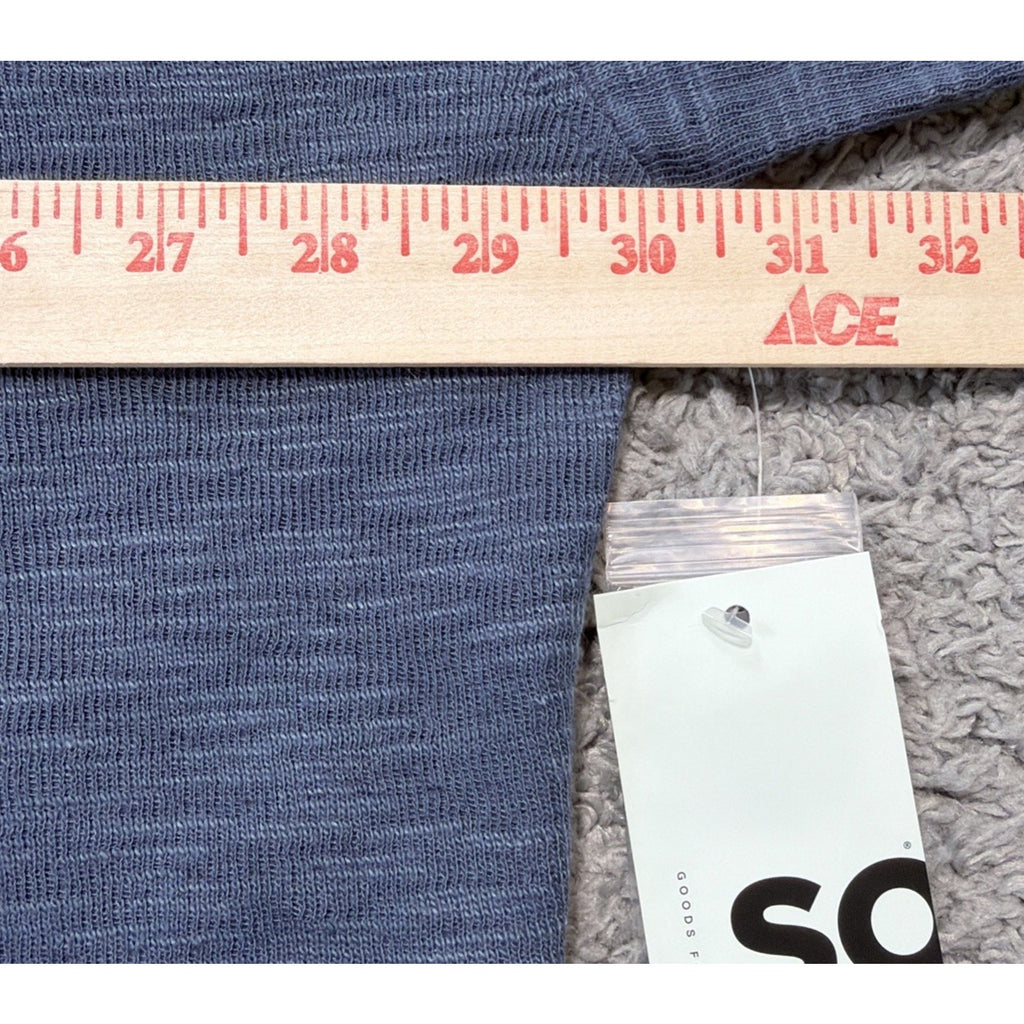 NWT- SO Brand Size XLarge Long Sleeve Oversized Blue Double Cloth Henley Top