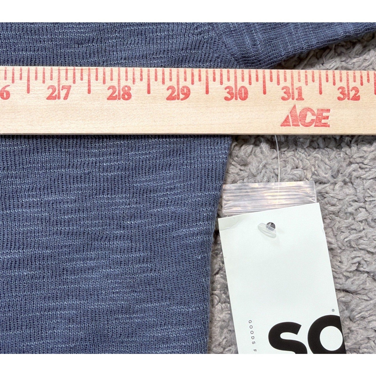 NWT- SO Brand Size XLarge Long Sleeve Oversized Blue Double Cloth Henley Top