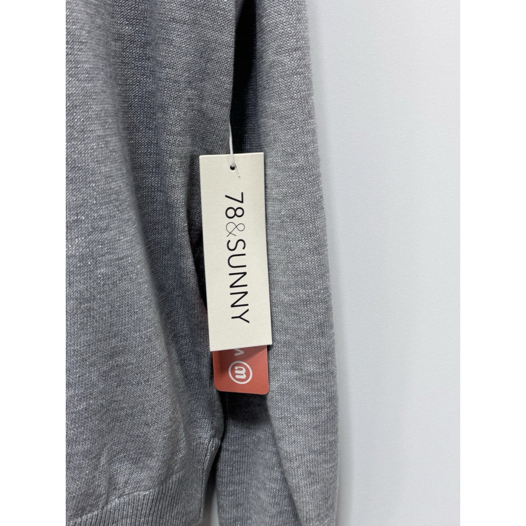 78 & Sunny Pacific One Shoulder Sweater Silver Bling Women’s Size M New