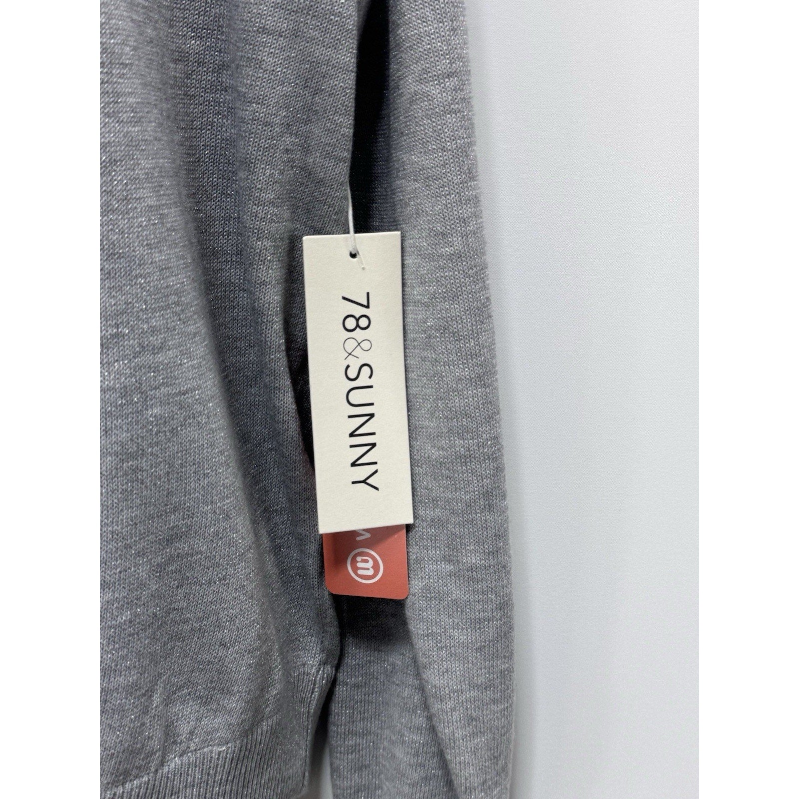 78 & Sunny Pacific One Shoulder Sweater Silver Bling Women’s Size M New
