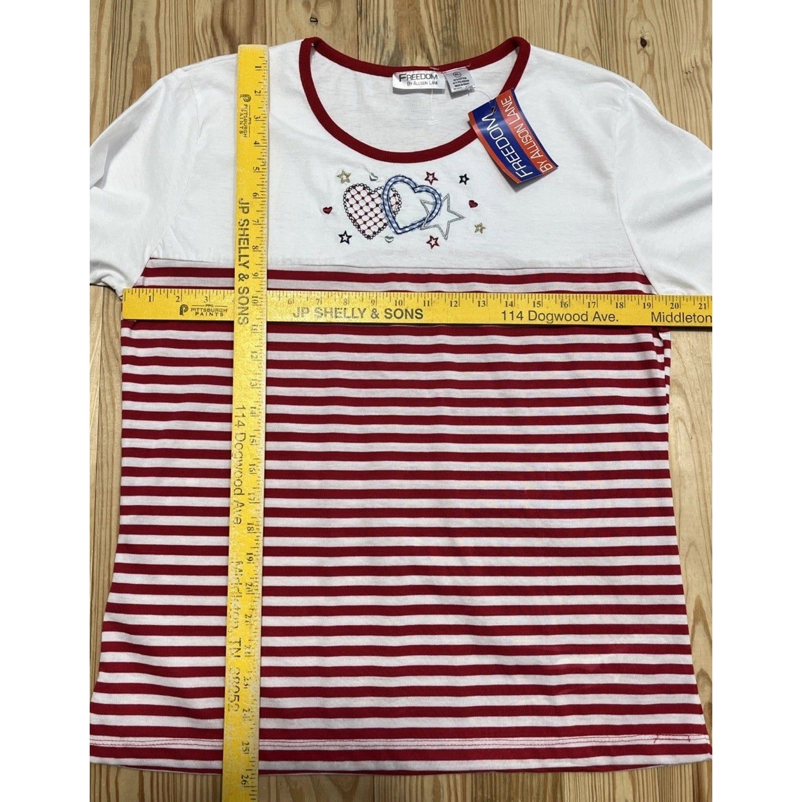 FREEDOM BY ALLISON LANE MEDIUM T-SHIRT (red/blue w/ embroidery) NEW W/ TAGS