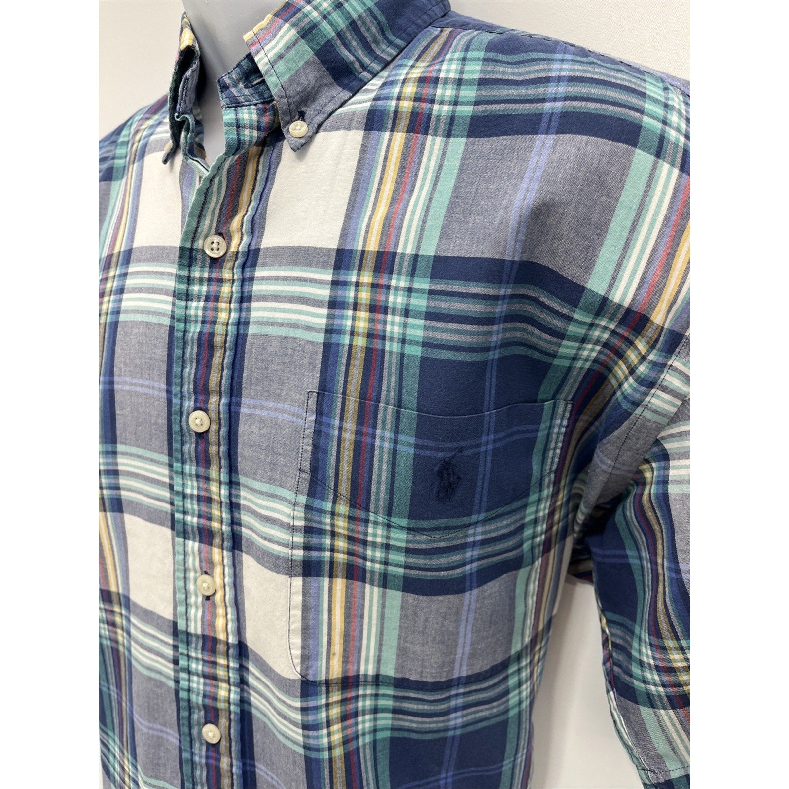 ralph lauren mens shirt medium Blaire 100% cotton Plaid Classic Preppy
