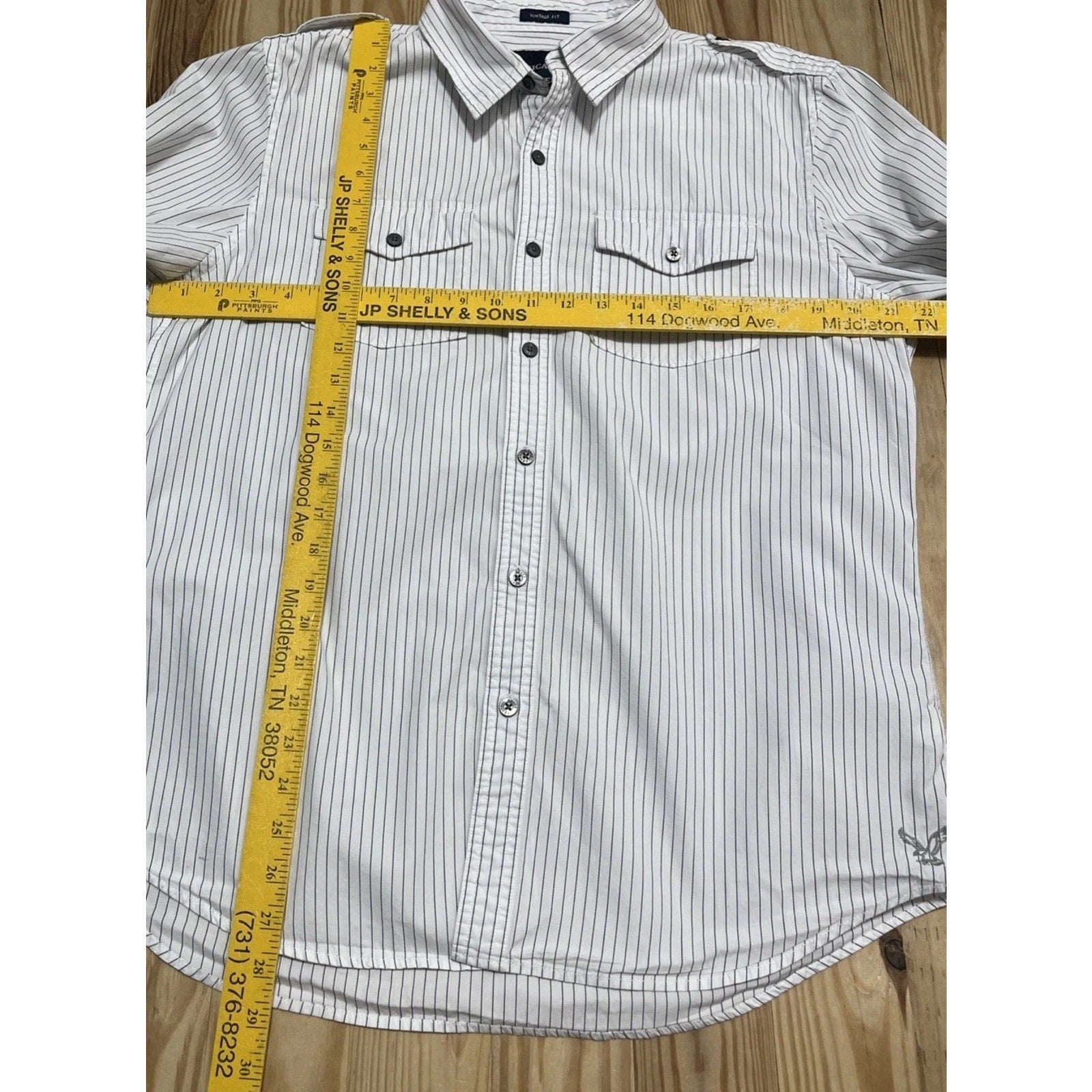 American Eagle AE Mens Striped Button Down Cotton Vintage Fit Shirt; size L