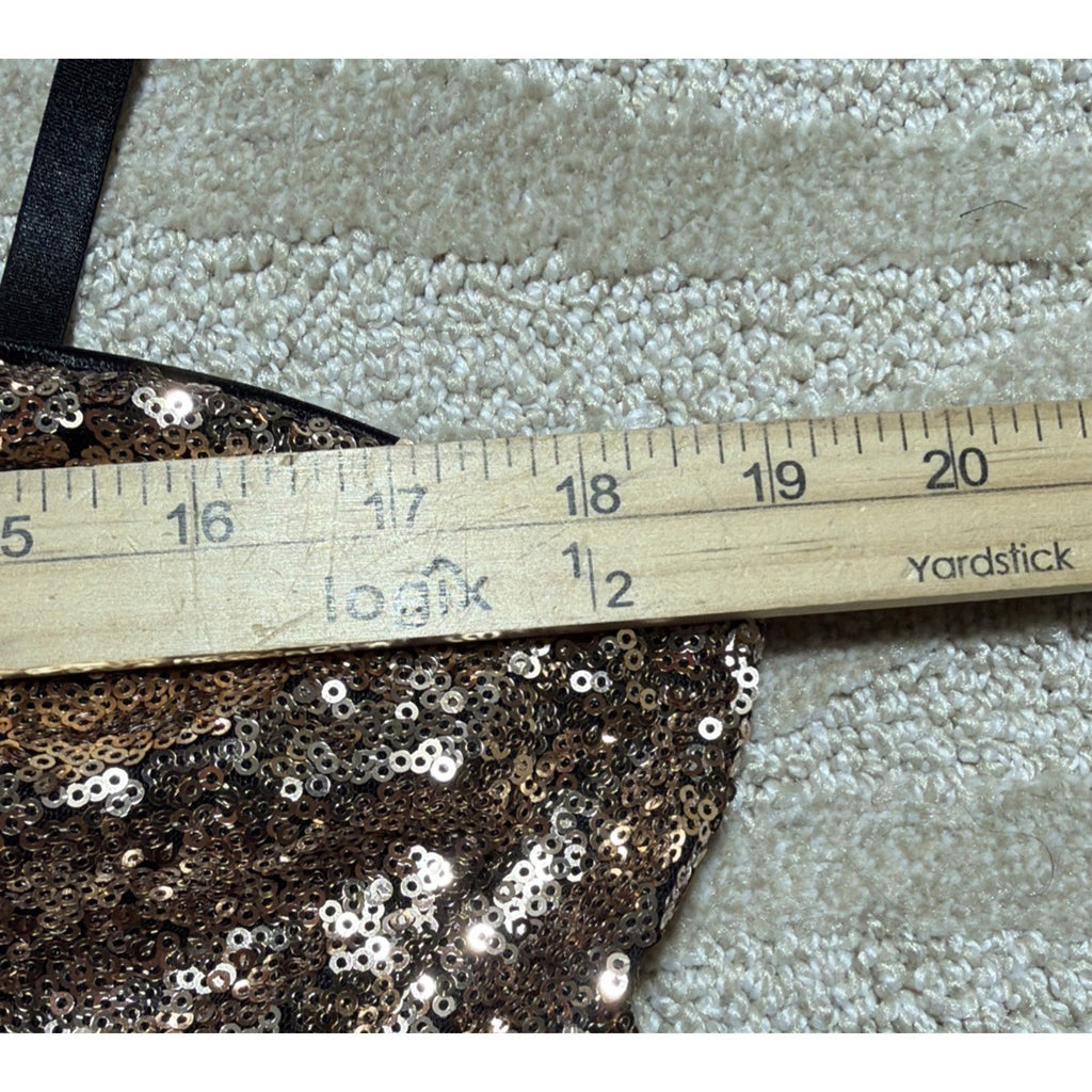 VENUS Sexy Y2K Sequin Camisole Tank Top Sz 14 Gold Black V-Neck Cami