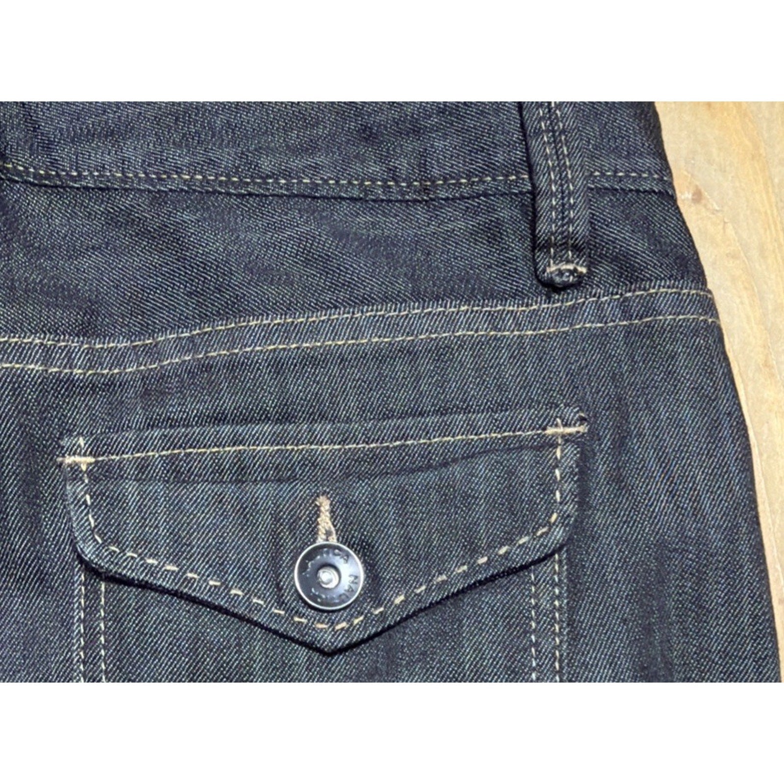 Nautica Wide Leg Ankle Jeans Womens Size 12 High Rise Dark Wash Stretch Flap