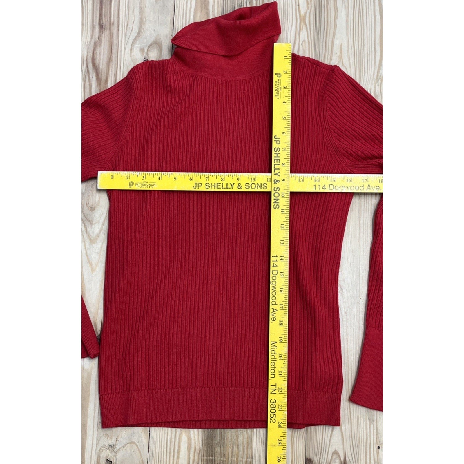 TALBOT'S Red Sweater Long Sleeves & Buttons Turtleneck Ribbed Knit Stretch S