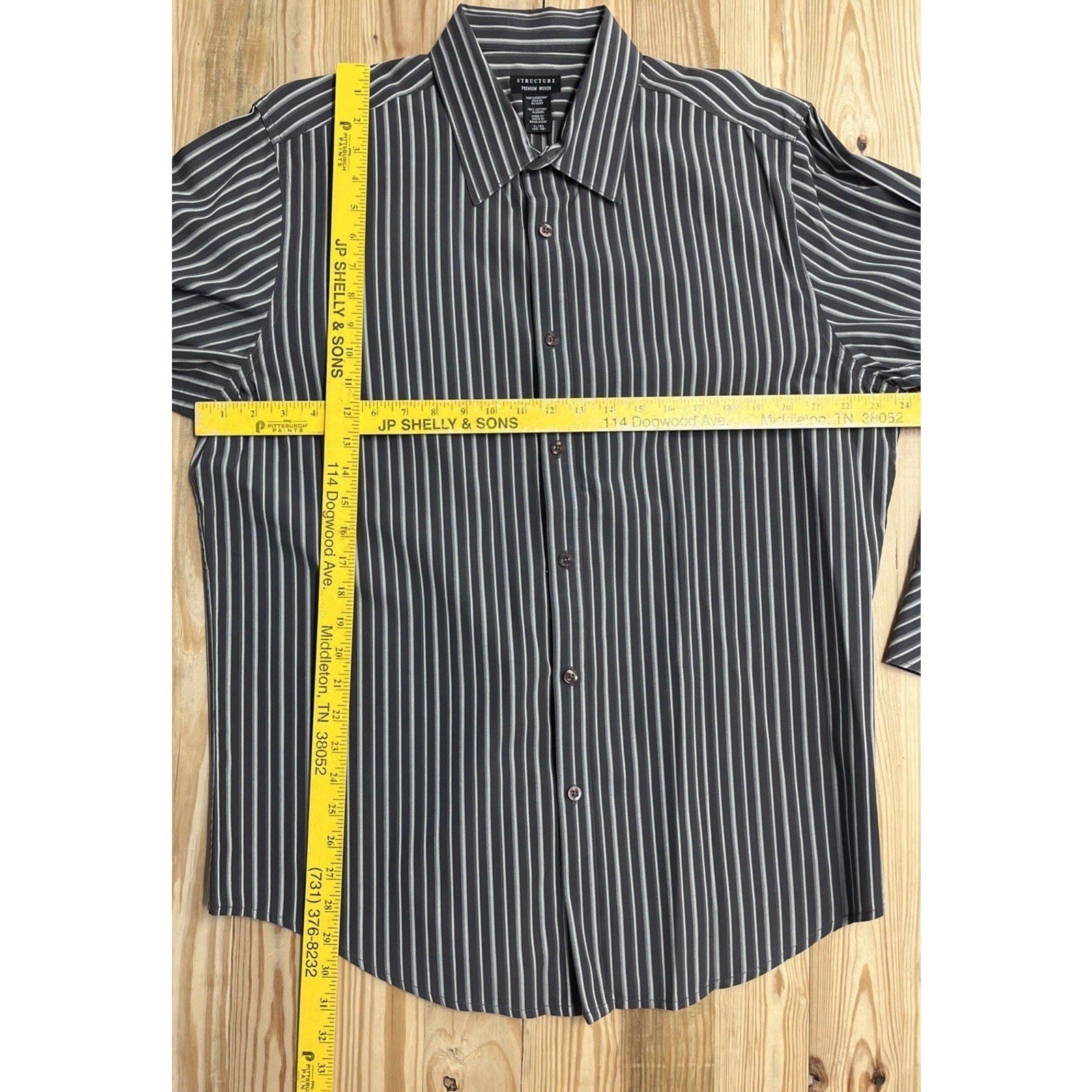 Structure premium Woven 100% Cotton Button Up Striped Long Sleeve XL