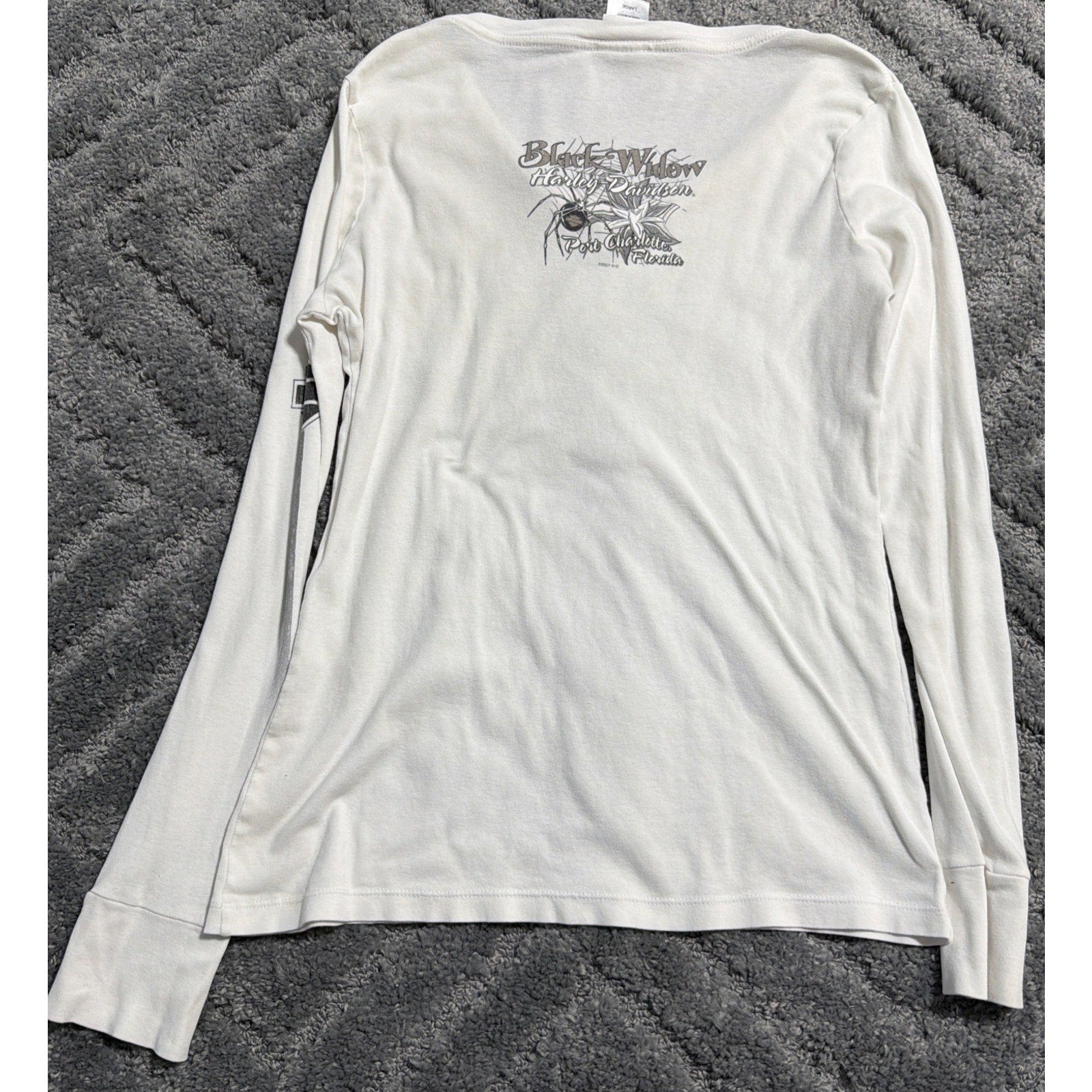 Harley-Davidson Shirt Womens Large Long Sleeve V Neck Bar And Shield 2014 Biker