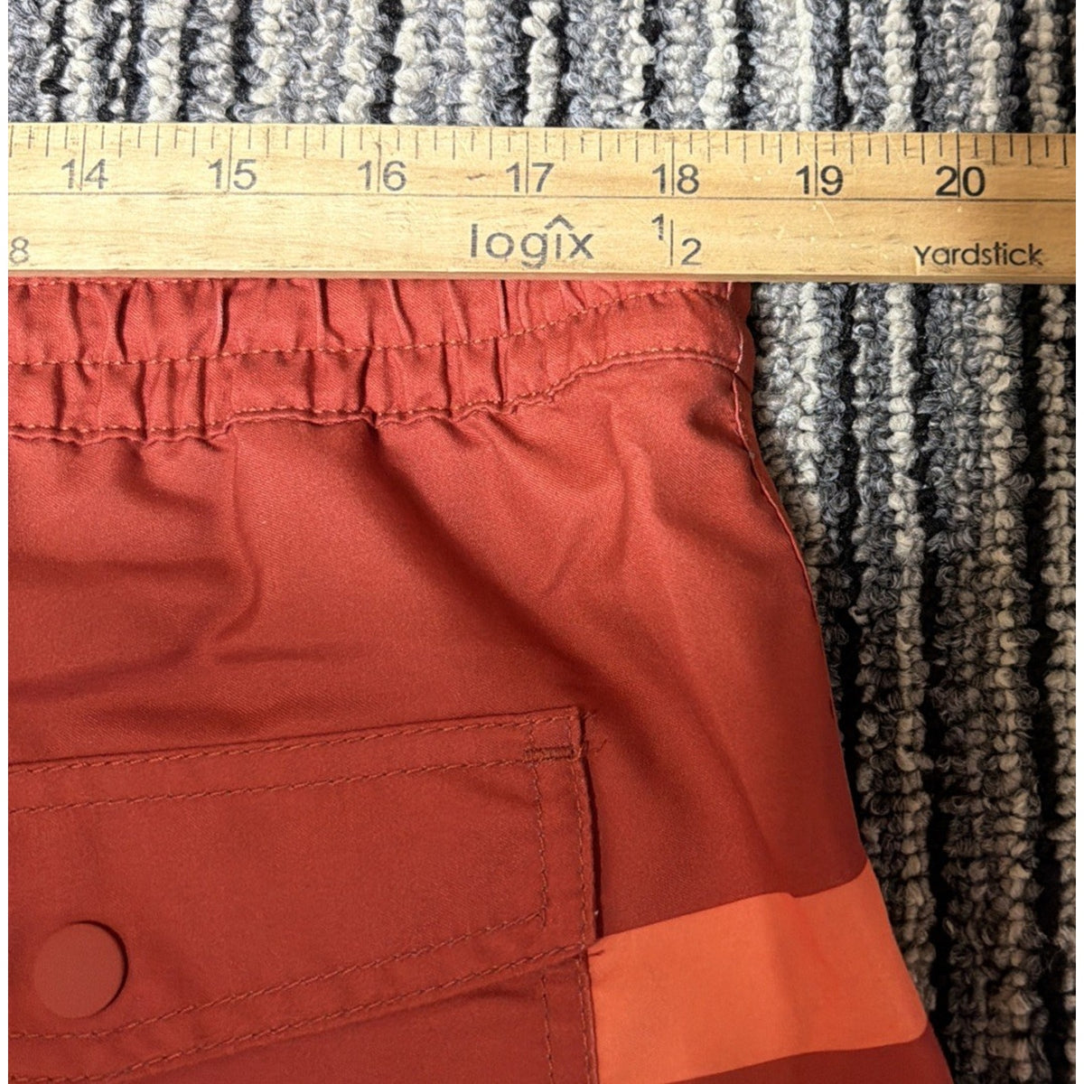 Men's Lands End Orange Striped Print Swim Trunks Shorts NWOT Size L 36-38