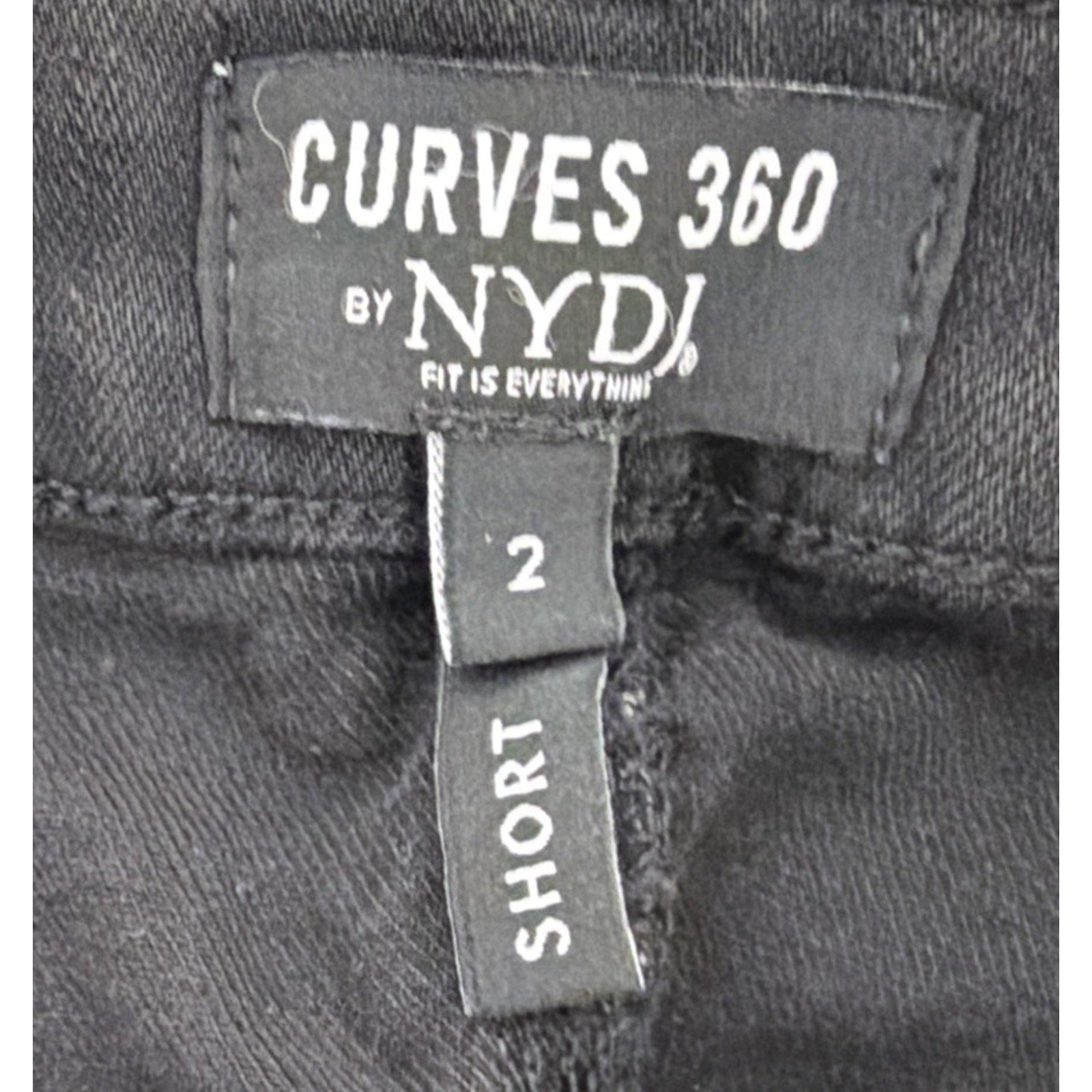 NYDJ Curves 360 Cropped Denim Size 2 Short Black Mid Rise 26" Inseam Split Seam