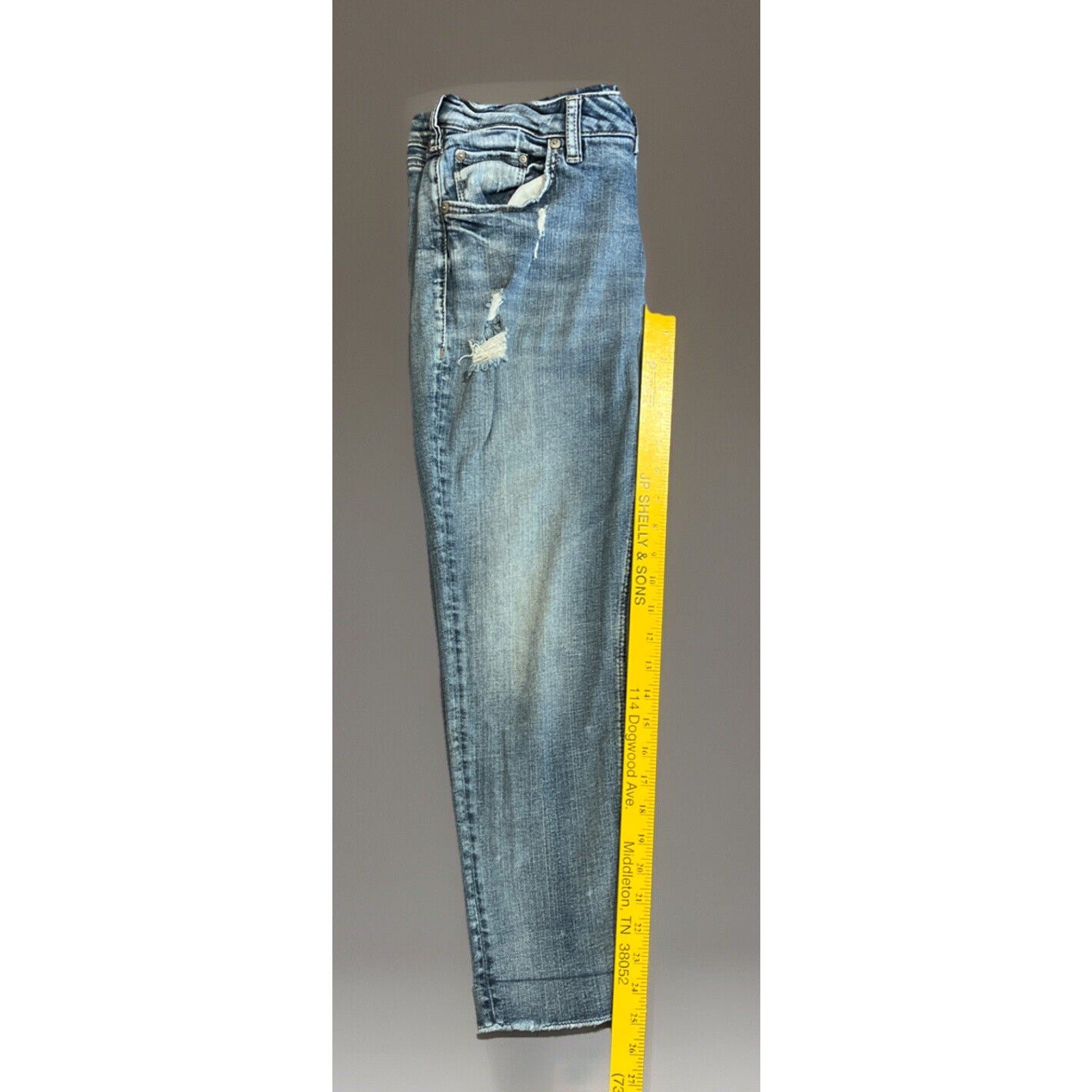 Silver Jeans Sam Raw Hem Cropped Medium Wash Fading Size 29x25