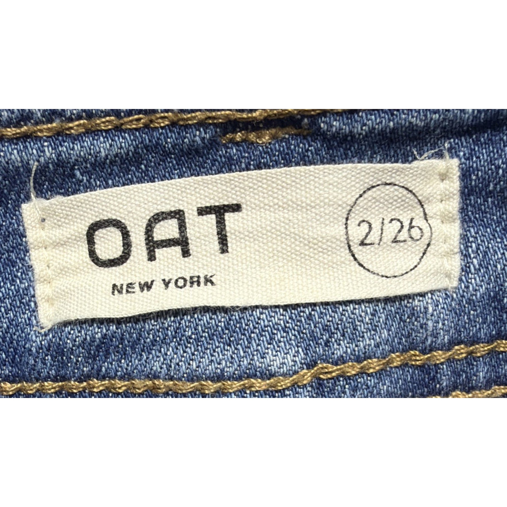Oat New York High Rise Wide Leg Cargo Raw Hem Jeans Women’s Denim 2/26