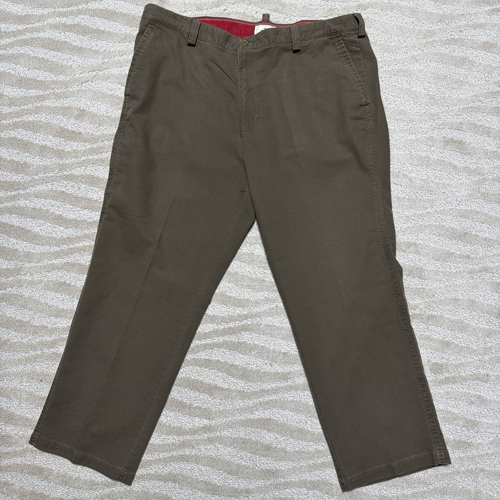 Dockers Premium Relaxed Fit Flat Front Brown Canvas Pants Mens Size 42x30