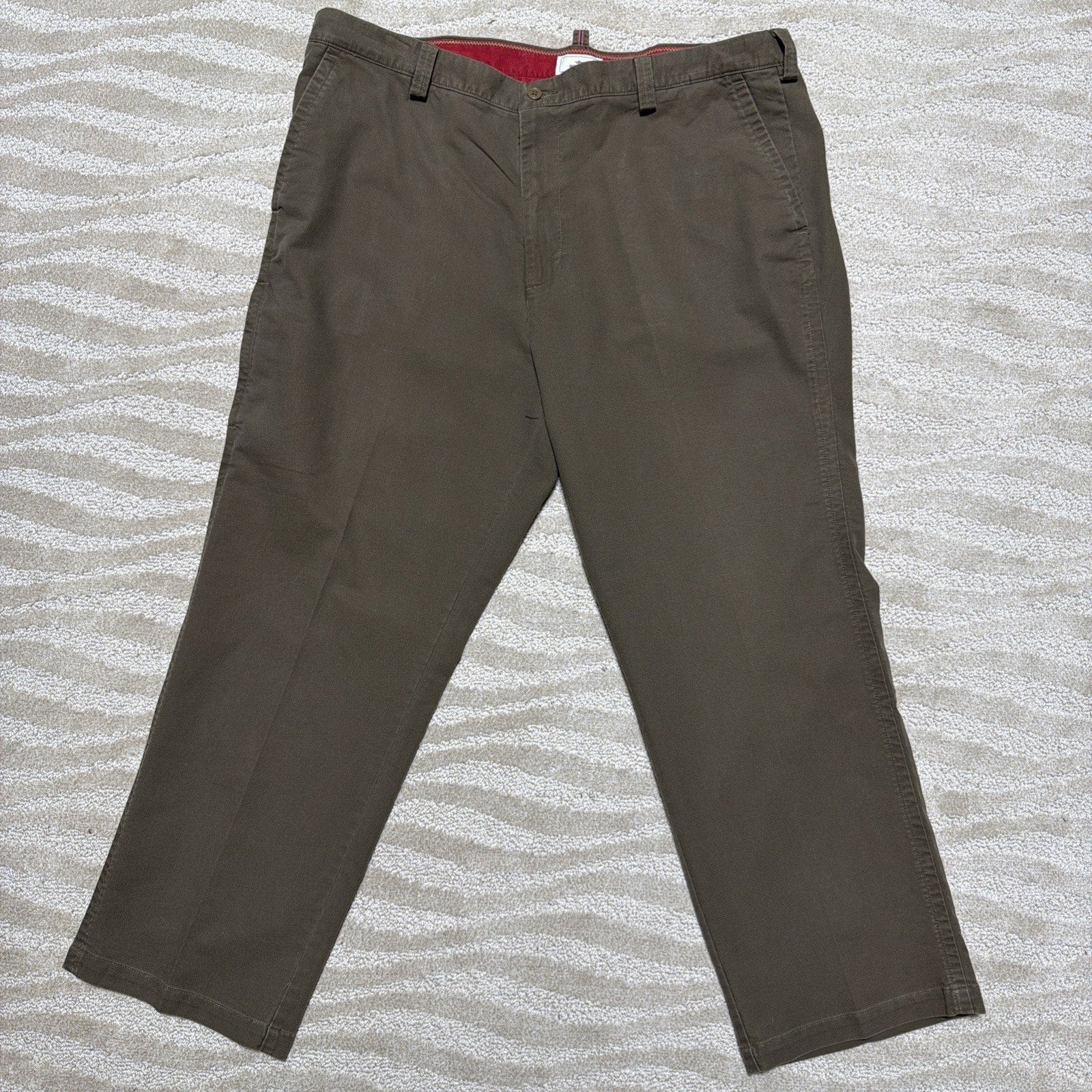 Dockers Premium Relaxed Fit Flat Front Brown Canvas Pants Mens Size 42x30