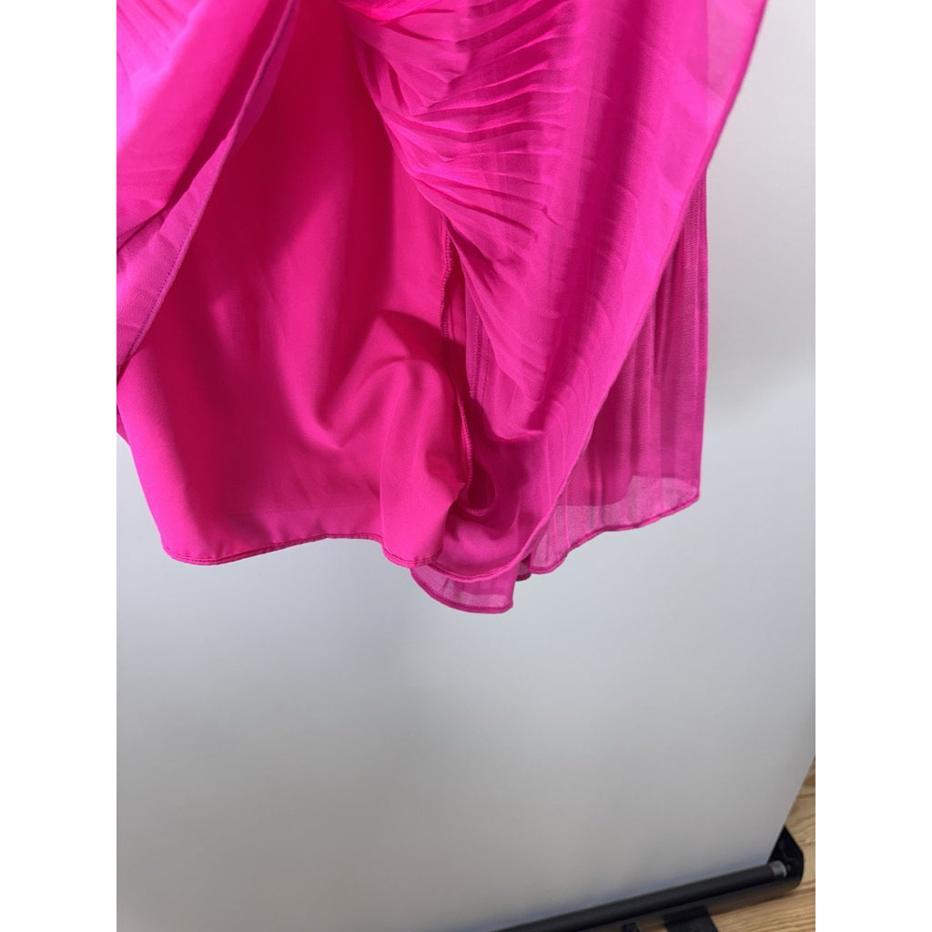 Naked Zebra Hot Pink Ruffled Layered Mini Sleeveless Jumpsuit Dress Women’s S