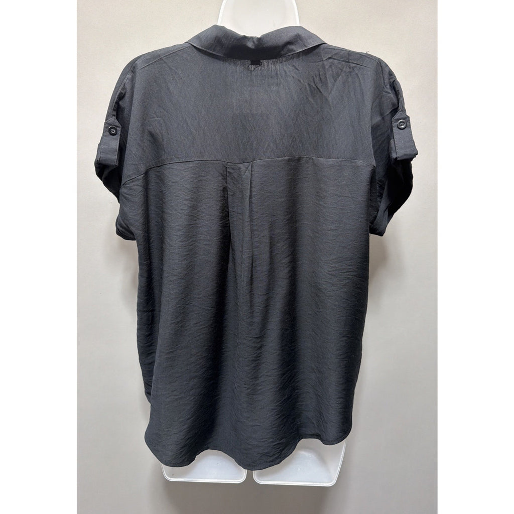 Blu Pepper Womens Black Blouse Size Large Shirt Sleeve New Minimalist