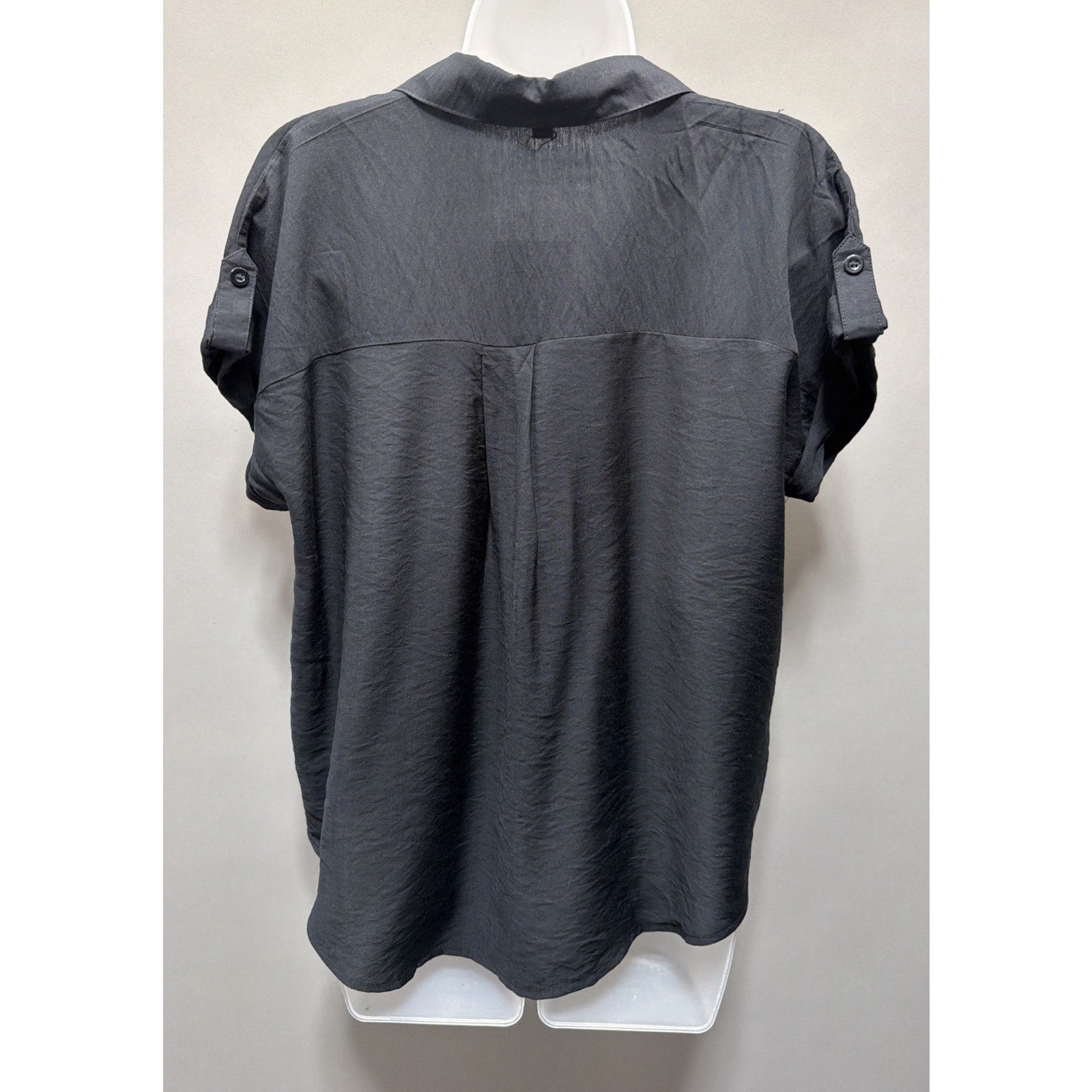 Blu Pepper Womens Black Blouse Size Large Shirt Sleeve New Minimalist