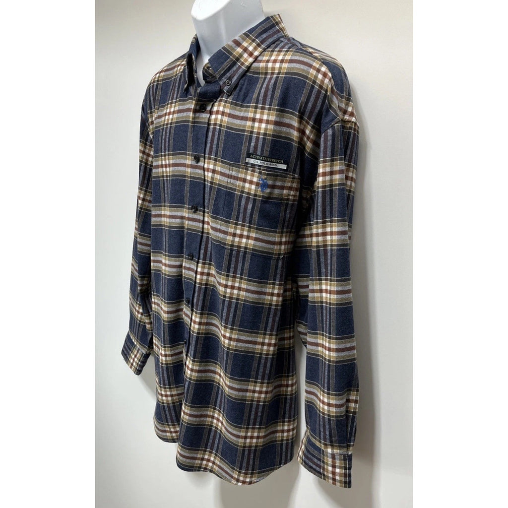 U.S. Polo Assn. Men's Shirt Flannel stretch plaid button collared NWT 2XLB