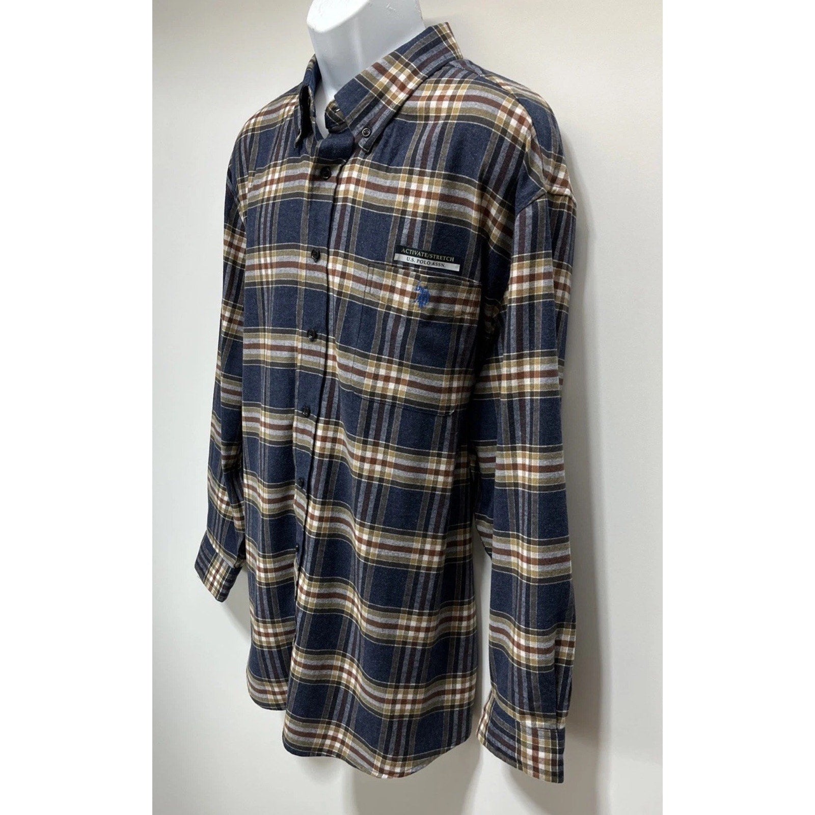 U.S. Polo Assn. Men's Shirt Flannel stretch plaid button collared NWT 2XLB
