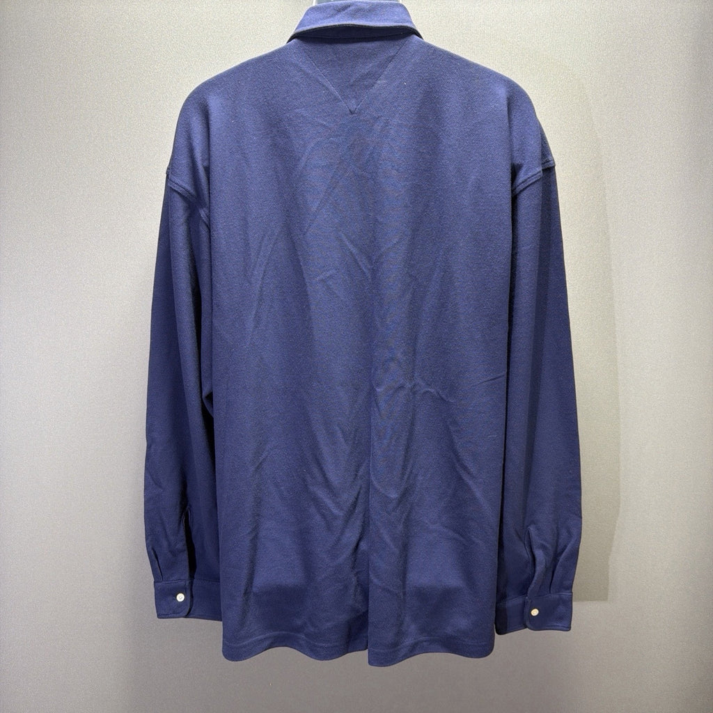 Vintage Tommy Hilfiger Terry Cloth Long Sleeve Button Down Shirt Crest Logo XL