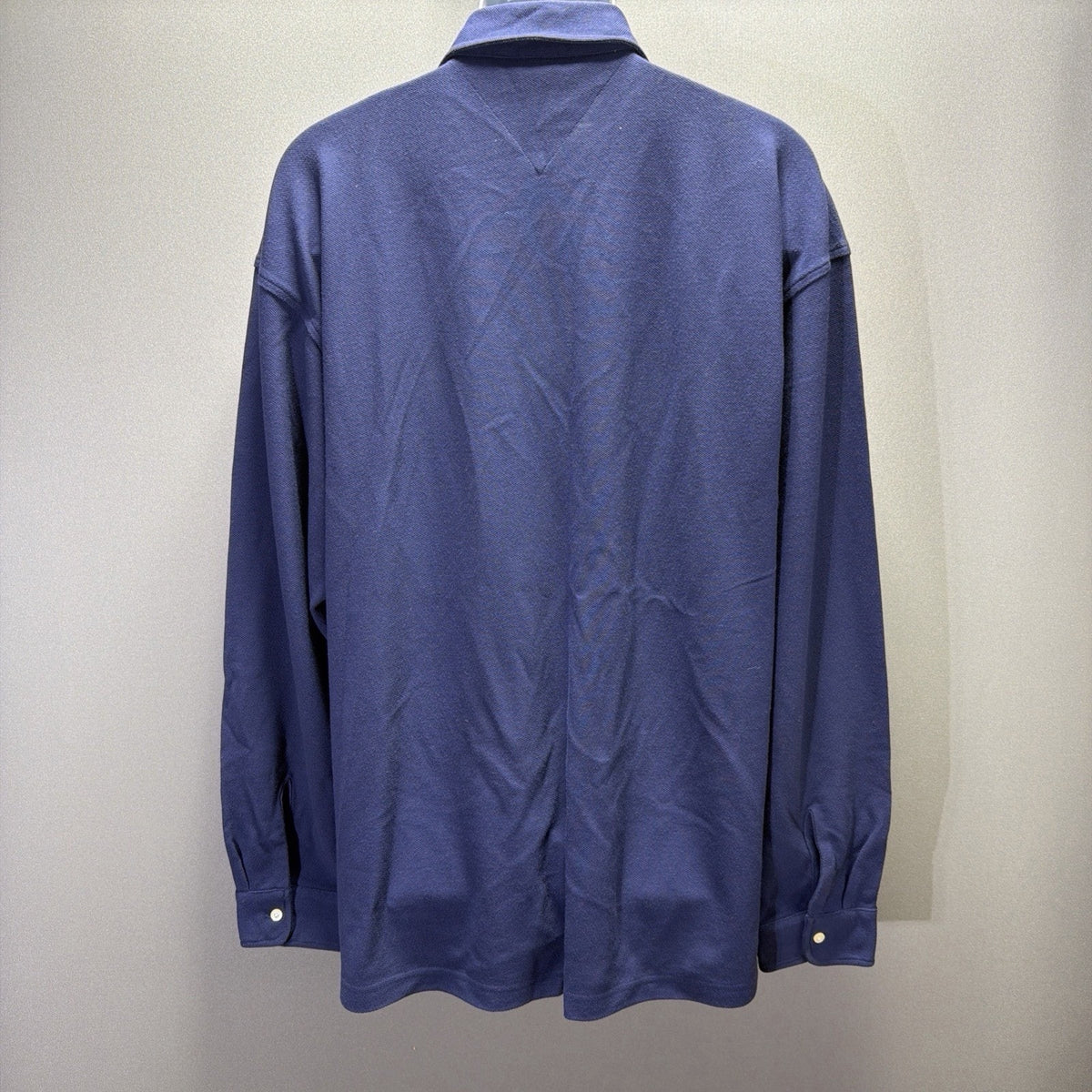 Vintage Tommy Hilfiger Terry Cloth Long Sleeve Button Down Shirt Crest Logo XL