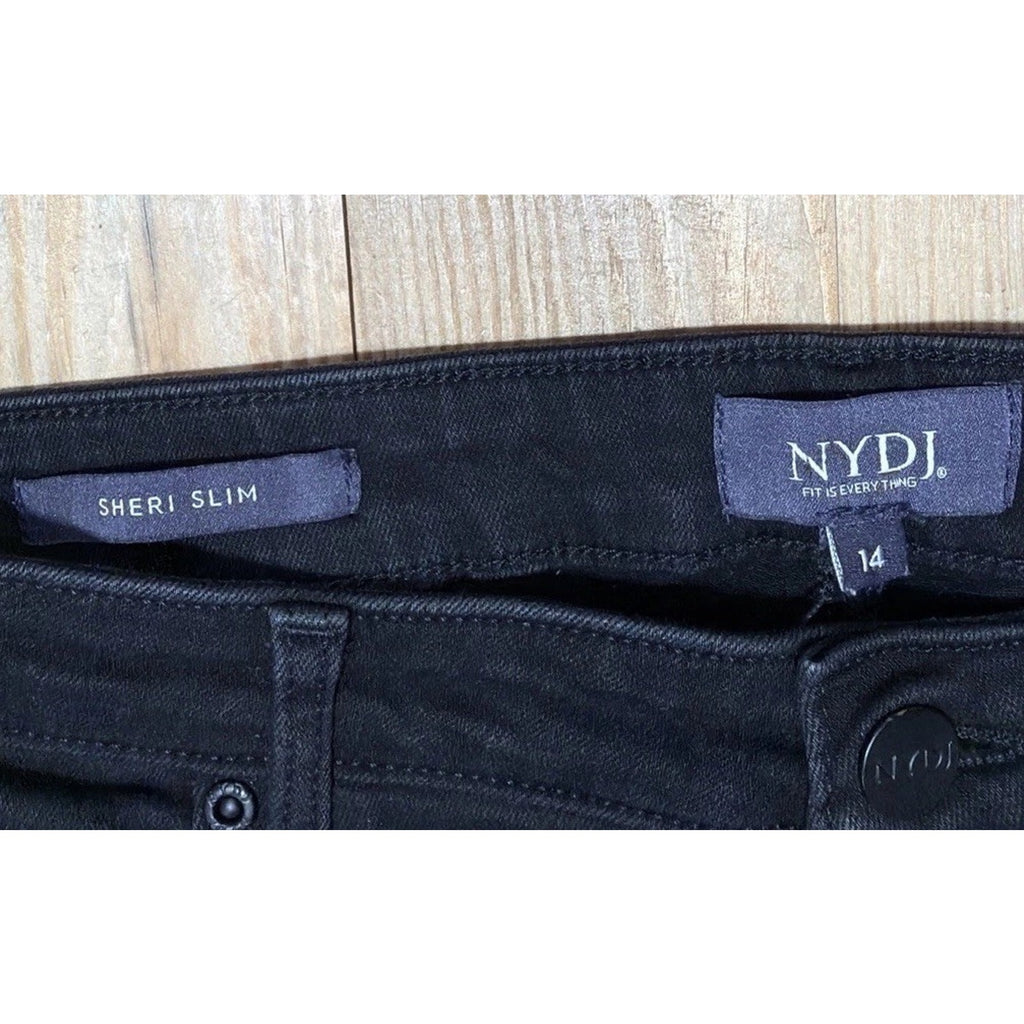 NYDJ Black Denim Sheri Slim Lift Tuck Sure Stretch Jeans Women’s Size 14