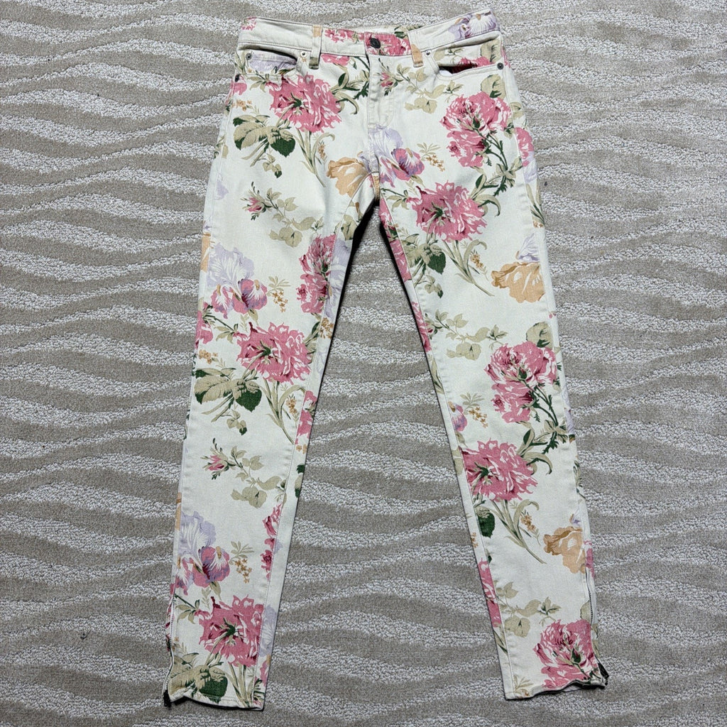 Vtg Denim & Supply Ralph Lauren Floral Print Skinny Jeans Ankle Zip Size 28