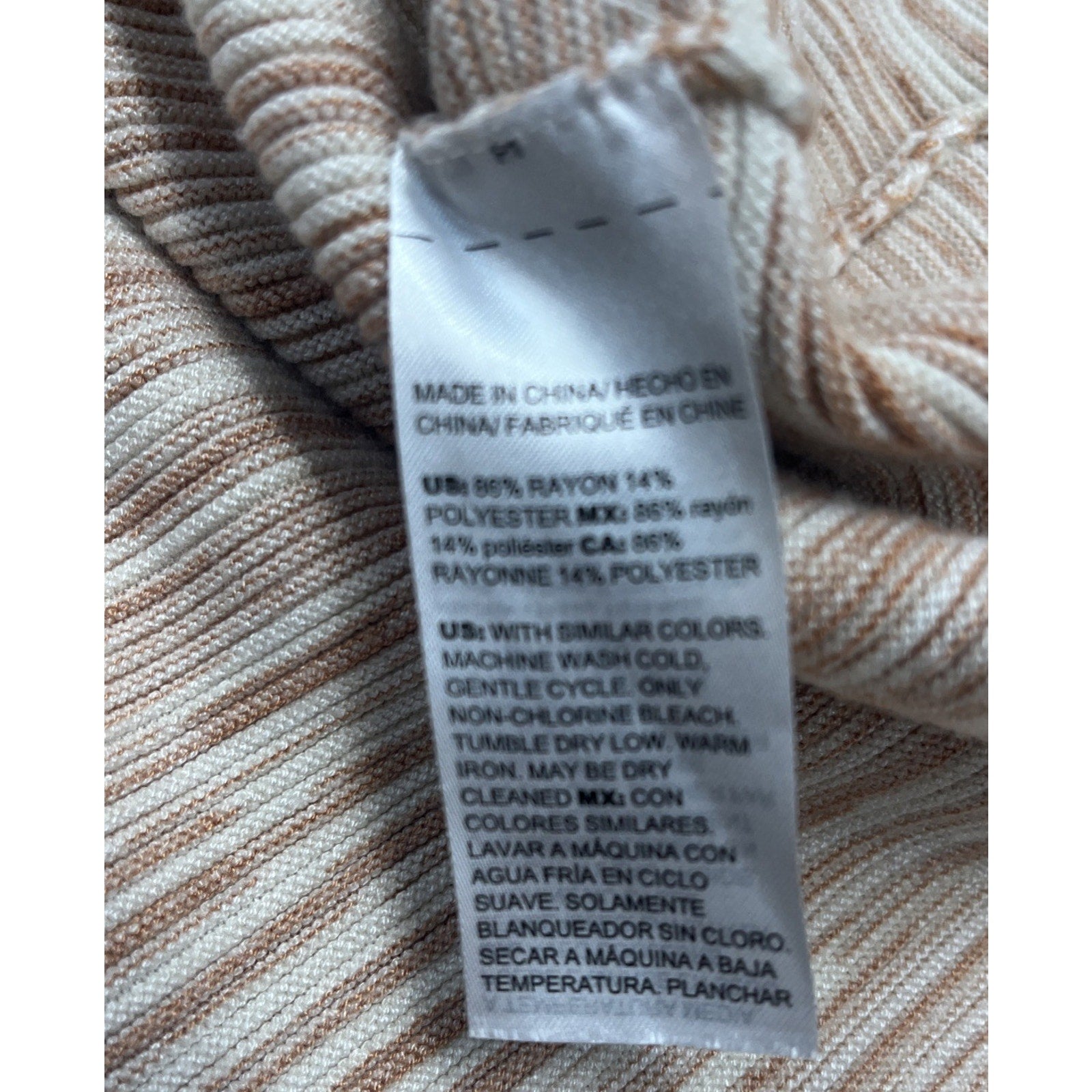 Chico's Size 2 Large Tan Brown Orange Space Dye Striped Marbled Sweater Tunic