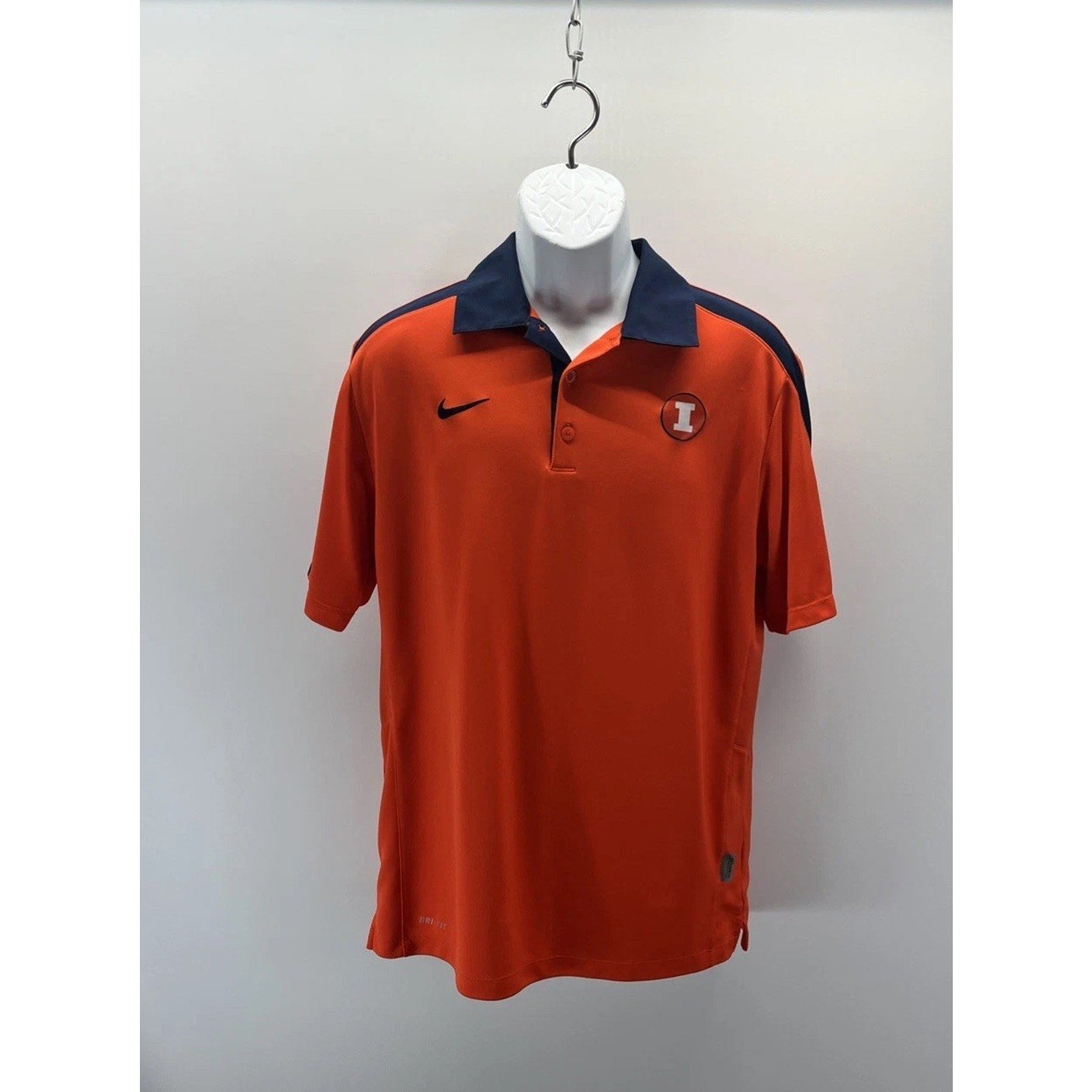 Nike Illinois Fighting Illini Orange Coaches Hot Route Dri Fit Polo Size Medium