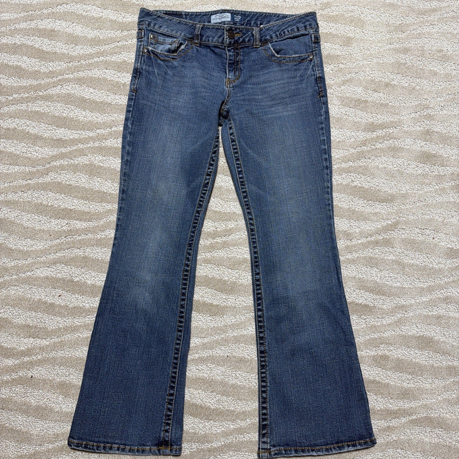 Y2K Aeropostale 11/12 S Reg Hailey Skinny Flare Jeans Low Rise Medium Wash 32x29